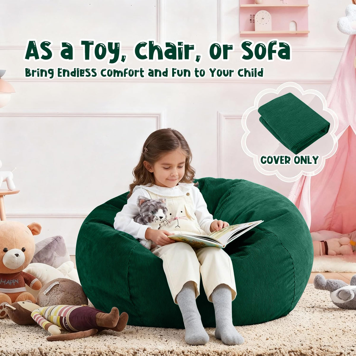 Nobildonna Bean Bag Chair Cover (No Filler) for Kids Beanbag Stuffed Animal Storage Without Filling Plush Toys Holder and Organizer Soft Premium