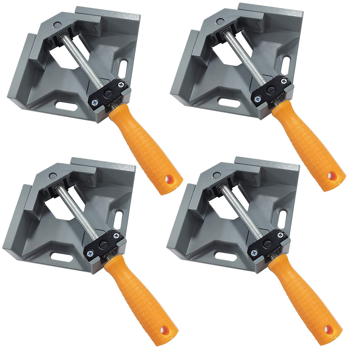 4 Pcs Right Angle Clamp, 90 Degree Corner Clamps for Woodwork, Single Handle Aluminium Alloy Vice with Adjustable Swing Jaw, Woodworking Clamps for
