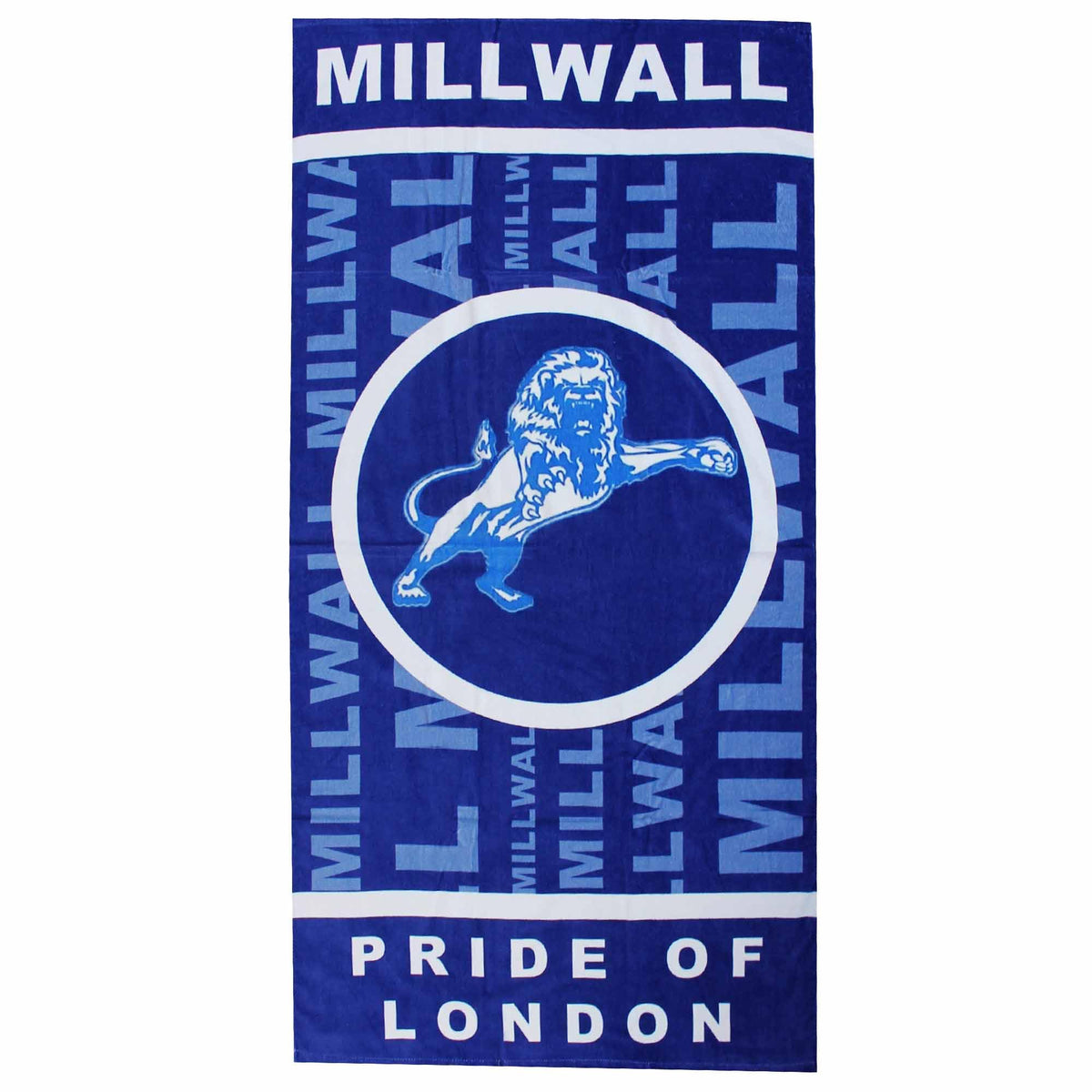 Beyond Happy Millwall Giant Lions Beach & Bath Towel, 100% Cotton & 150cm X 75cm, Millwall Football, Holiday Beach Towel, Big Bath Towel for Millwall