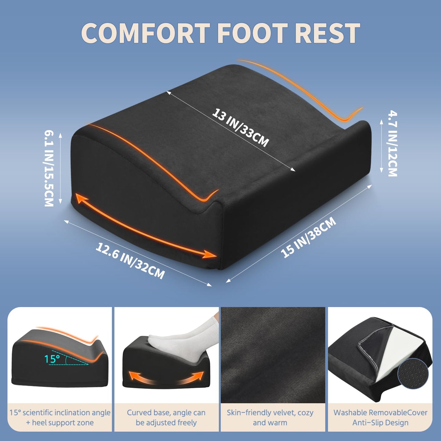 Nockovi Foot Rest Under Desk with Rocking Base | Black Velvet