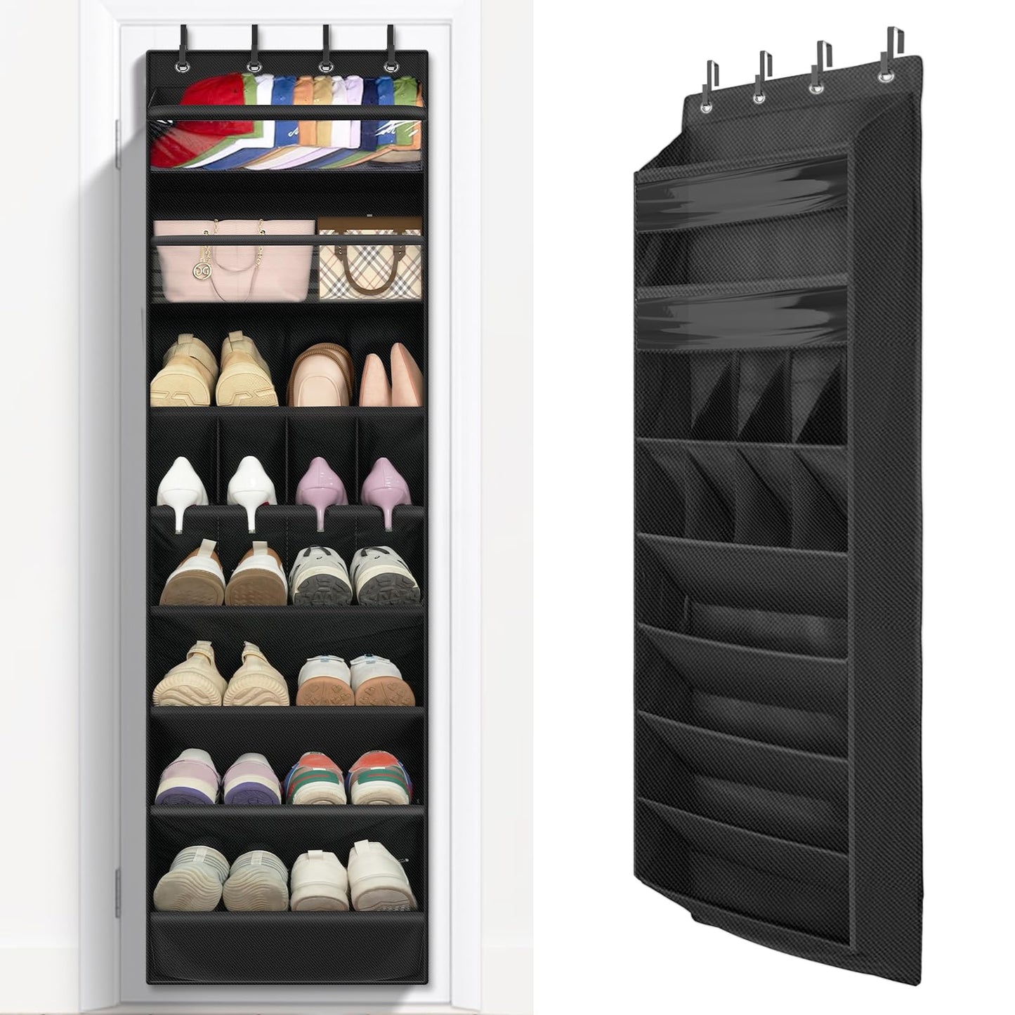 FENTEC Over Door Shoe Storage Organiser, 8 Tier Hanging Shoe Rack Storage