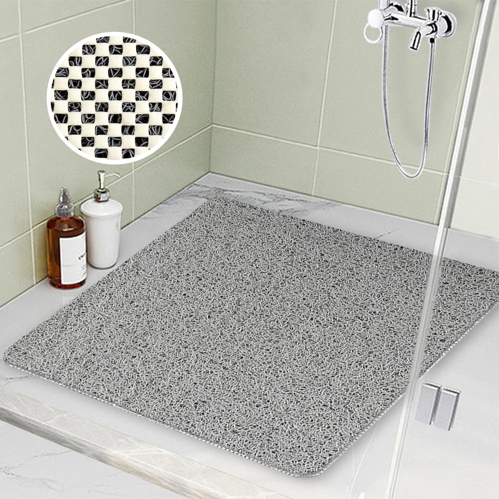 Shower Mat Non Slip 80x80cm, Soft Comfort Bath Mat with Drain Holes, PVC Loofah Massage Safety Shower Mats for Non-slip Mats in Wet Areas,