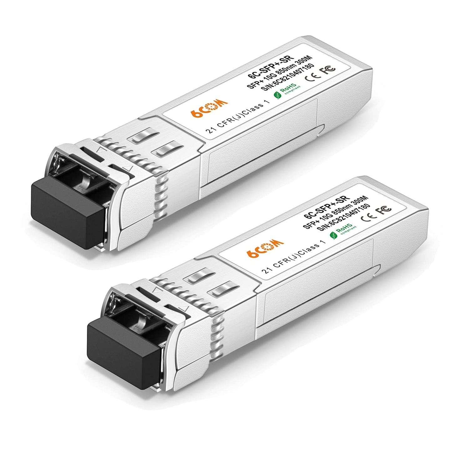 6COMGIGA ?2 Pack? 10GBase-SR SFP+ Transceiver, 10G 850nm LC Multi Mode Module, up to 300M Compatible with Cisco SFP-10G-SR, Meraki, Ubiquiti