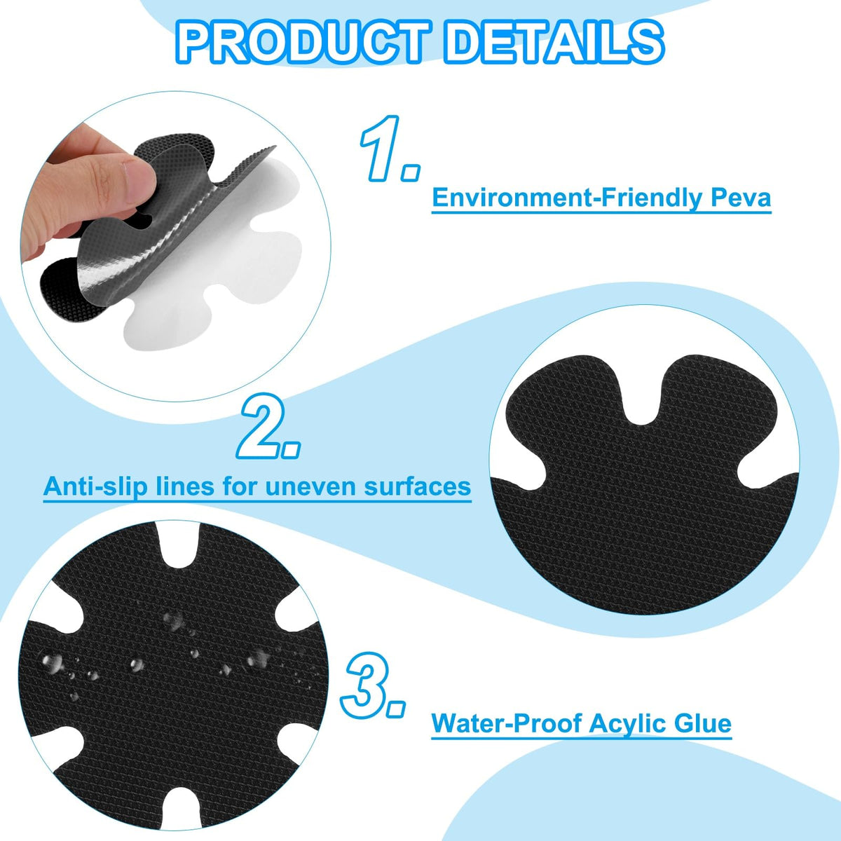 PATIKIL Bathtub Non Slip Stickers 3.2 x 3.2 Inch, 12 Pack Flower Safety Shower Floor Anti Slip Stickers with Adhesive Decals Scraper for Bath Tub