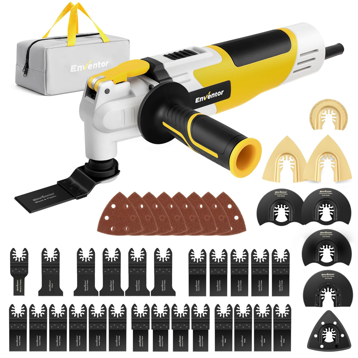 Enventor Oscillating Multi Tools, 280W 15000-22000 OPM Electric Corded Multi Tool, 6 Variable Speeds, 3?Oscillation Angle, Quick-fit Blade Design,