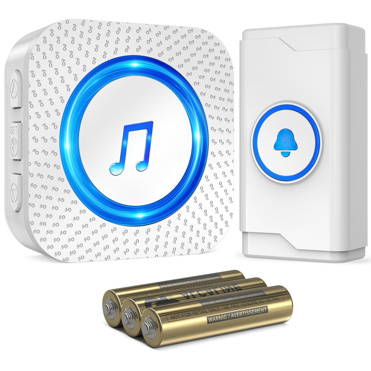 SURFOU Wireless Doorbell Cordless Waterproof with 1 Portable Receiver Battery Powered (Batteries Included), Operated at 1,300ft Long Range, Electric
