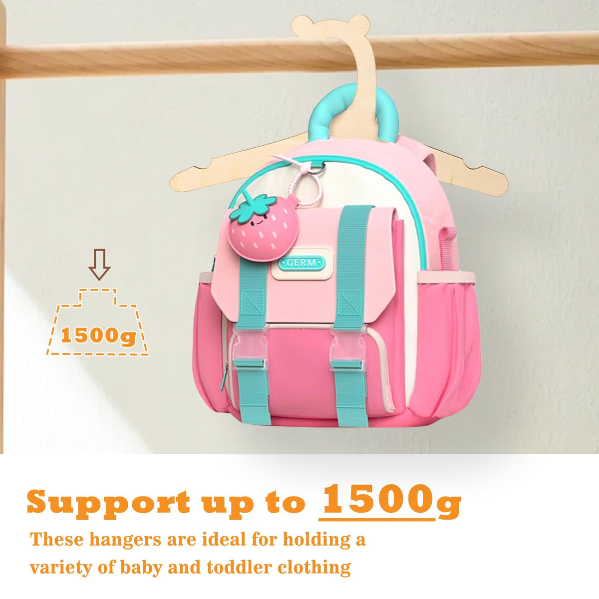 14pcs Decorative Baby Clothes Wooden Hangers, Bear Shaped Baby Hangers
