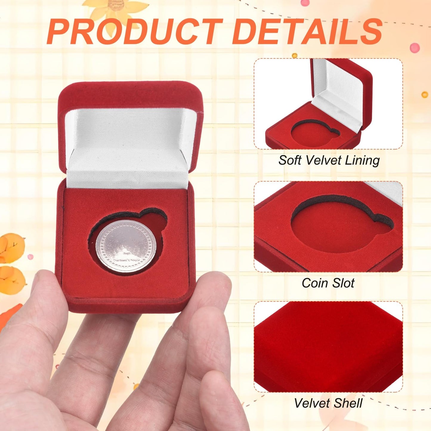 PATIKIL 2Pcs Velvet Challenge Coin Presentation Display Box, 40mm Coin Display Case Badge Gift Storage Protective Holder for Commemorative Medals