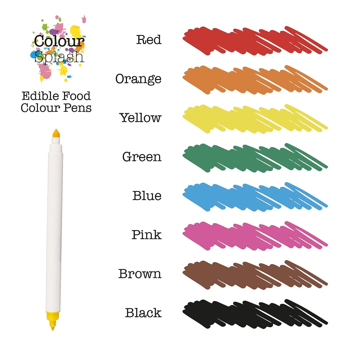 COLOUR SPLASH Edible Food Colouring Pen, Dual Tip Icing Pens, Food-Safe Paint Markers for Writing Messages & Drawing on Cakes & Cupcakes, Colourful & Easy to Use - Red 2ml