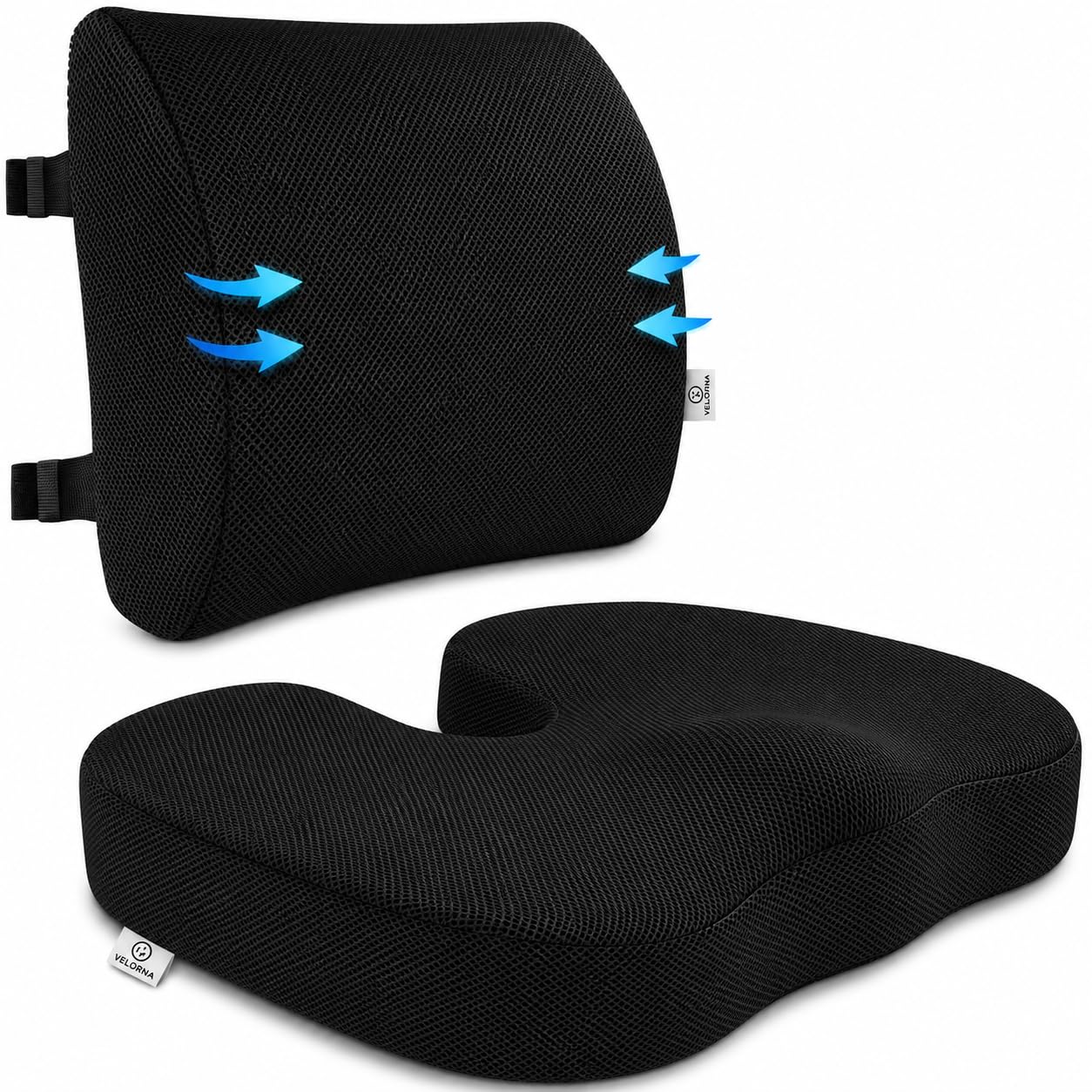 2-in-1 Memory Foam Seat Cushion & Lumbar Support Set | Office Chair Cushion for Back & Tailbone Relief