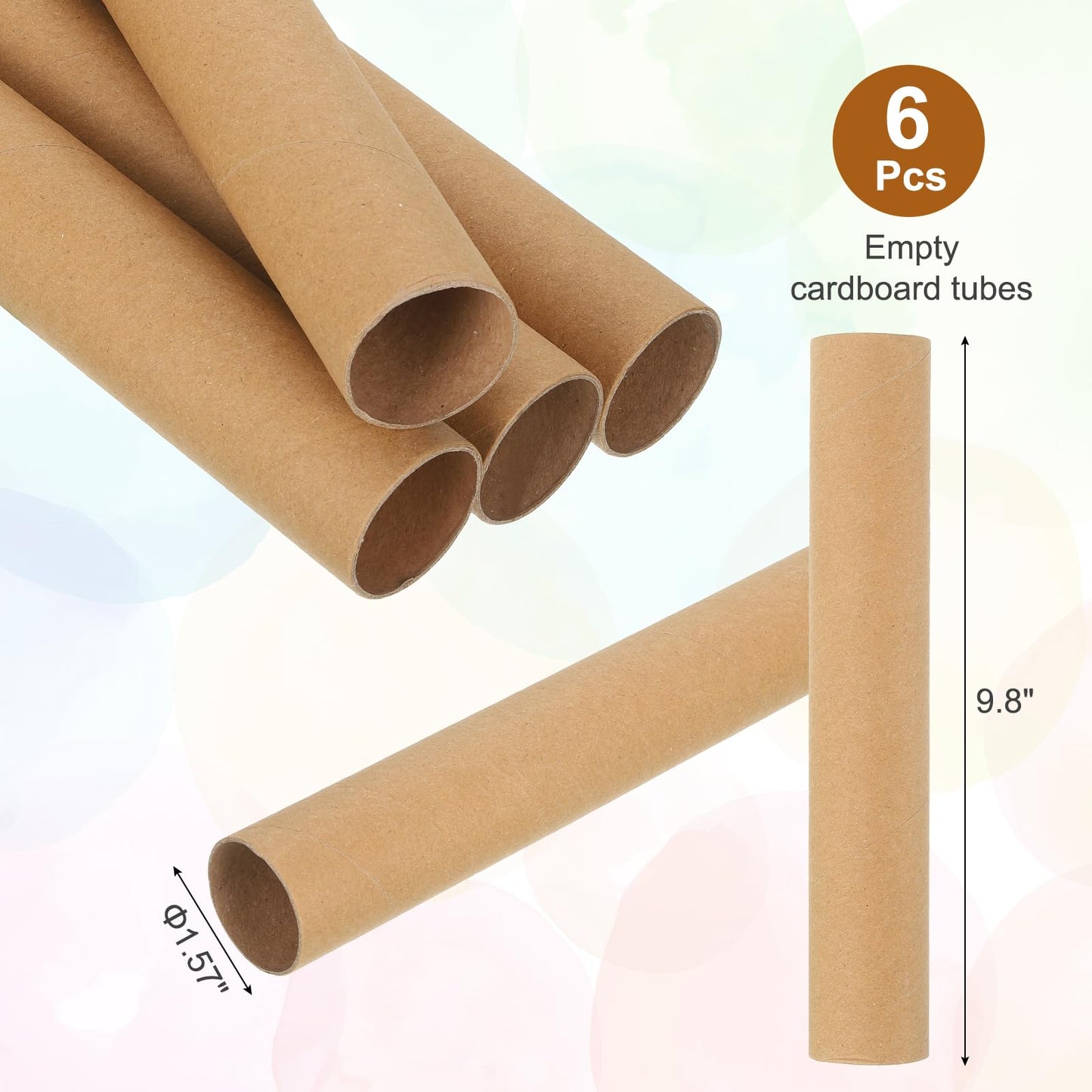 PATIKIL 6 Pcs Cardboard Tubes 1.6 x 9.8 Inch Toilet Paper Rollers Bulk for Crafts Empty Round Towel Tissue for Creative Design Crafting Supplies