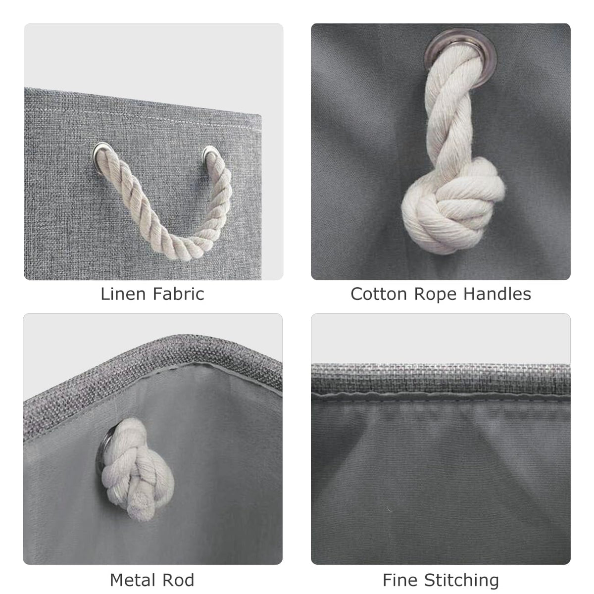 Mangata Large Storage Boxes, Fabric Basket Set of 3 for Shelves, 16.1 x 12.2 x 7.9 Inches (Grey, Large)