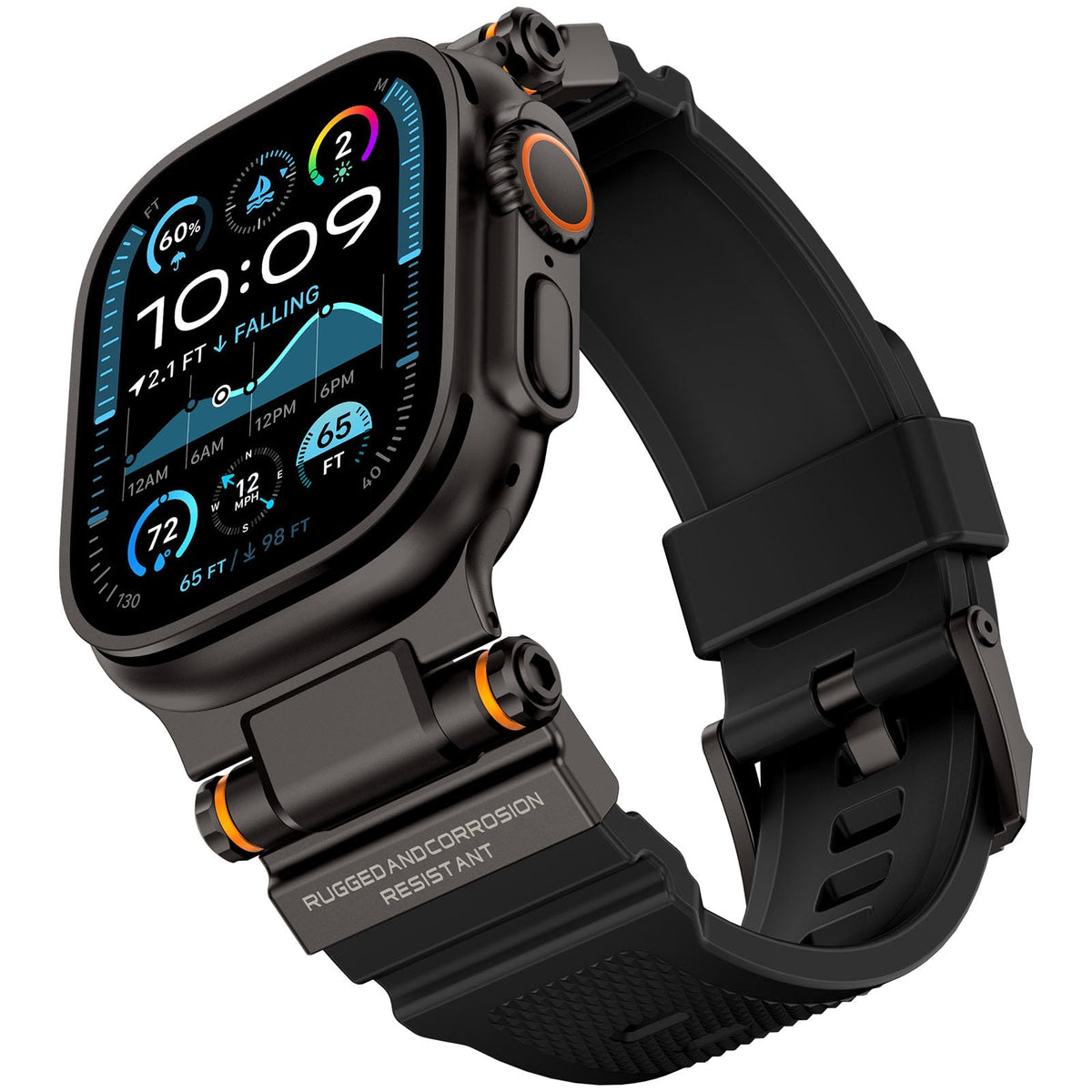HITZEE Ultra 3/2/1 Strap Compatible with Apple Watch 49mm/46mm/45mm/44mm/42mm, Rugged Silicone Sport Replacement Straps with Metal Connector for