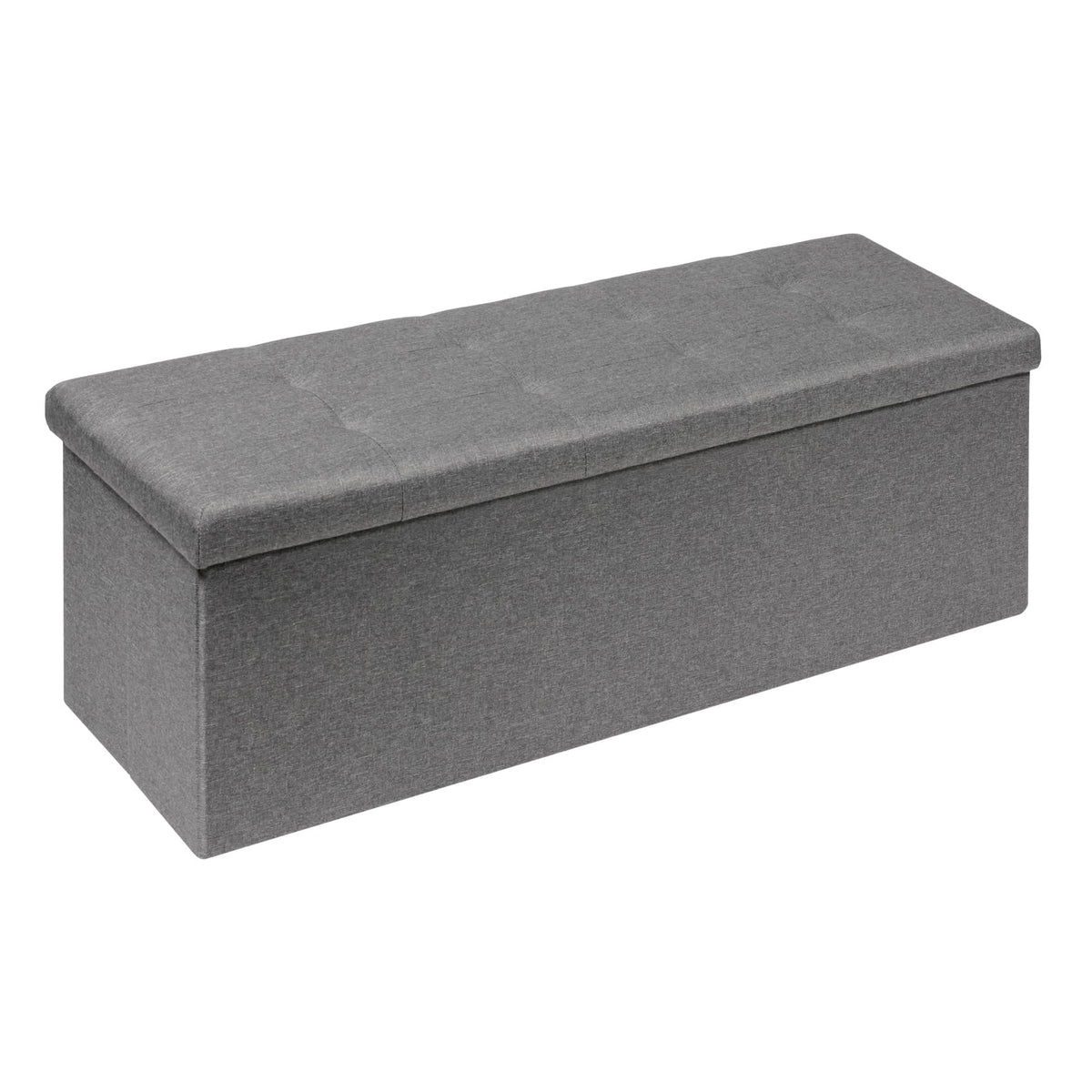Bonlife 110x38x38cm Grey Extra Large Ottoman Storage Box with Lid,Folding Toy Chest Boxes Bedroom End of Bed Storage Bench Footstools for Living Room