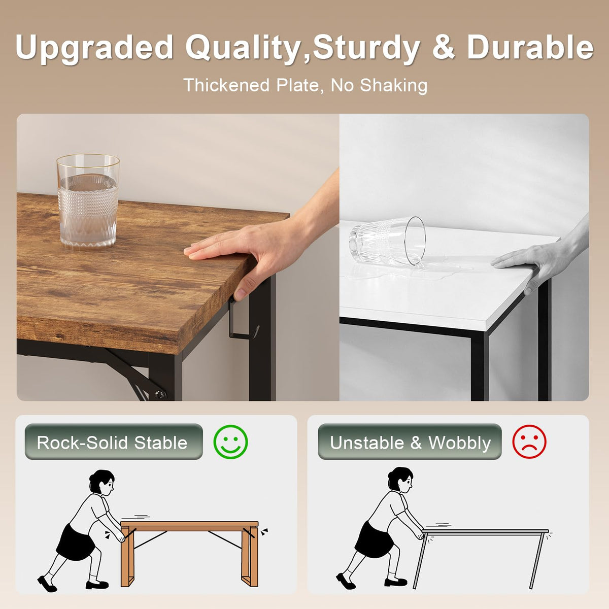 JUMMICO Computer Desk Table Workstation 120 x 50 x 75 cm for Office Living Room Bedroom Simple Assembly Industrial Design Black Desk Metal