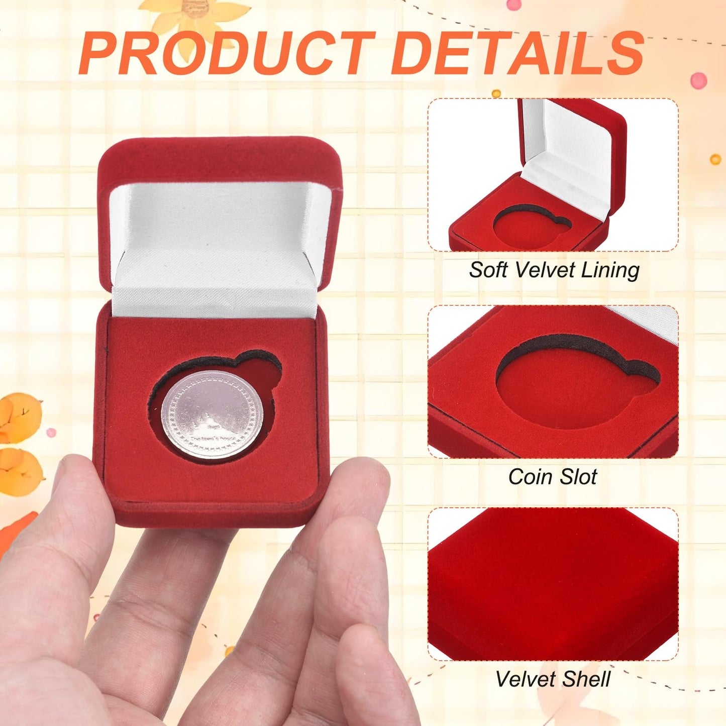 PATIKIL 2Pcs Velvet Challenge Coin Presentation Display Box, 38mm Coin Display Case Badge Gift Storage Protective Holder for Commemorative Medals