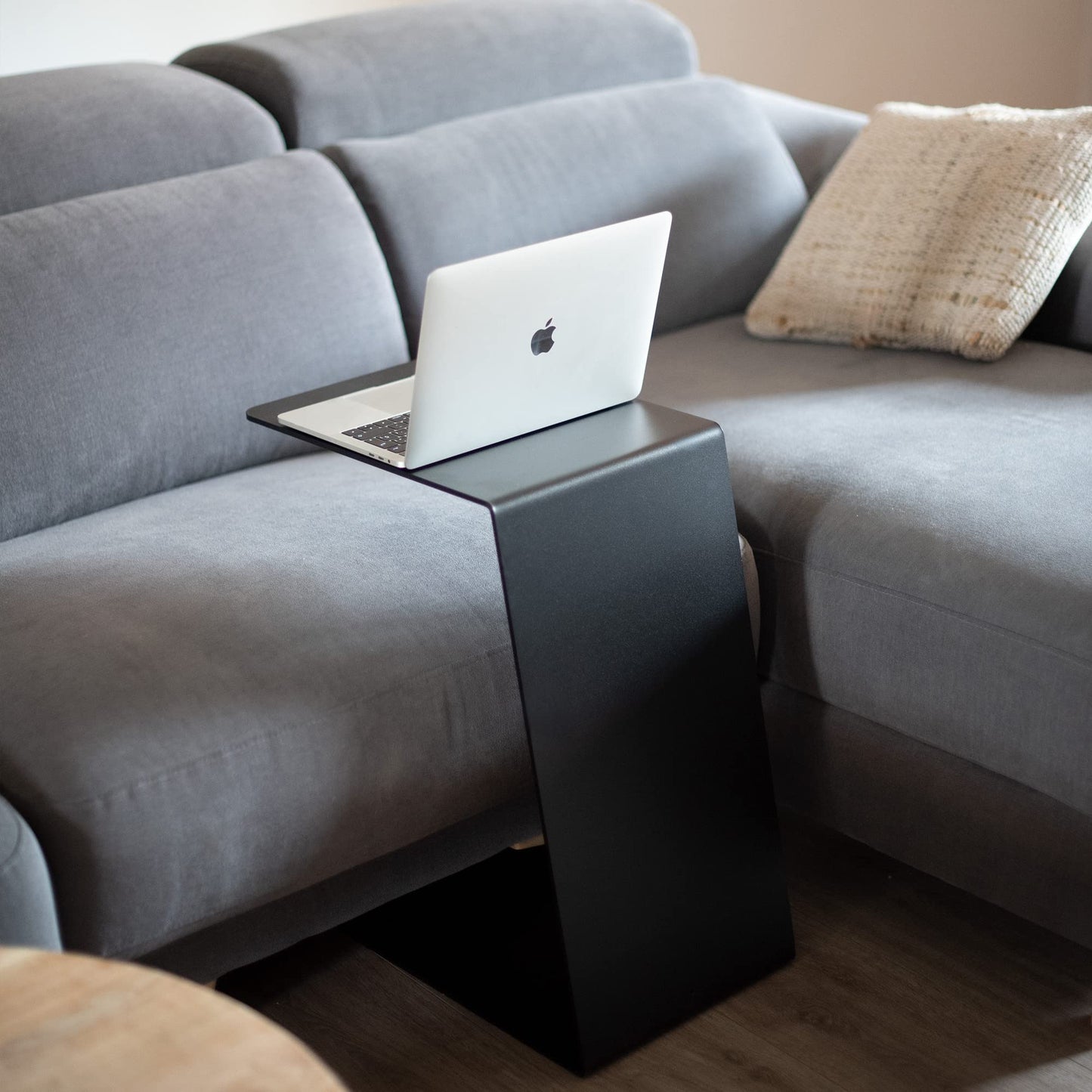 MILUKA Black Side Table Living room | C Table as a Small Coffee Table for Sofa, Slim Bedside Table or Under Sofa table | Narrow Side Table