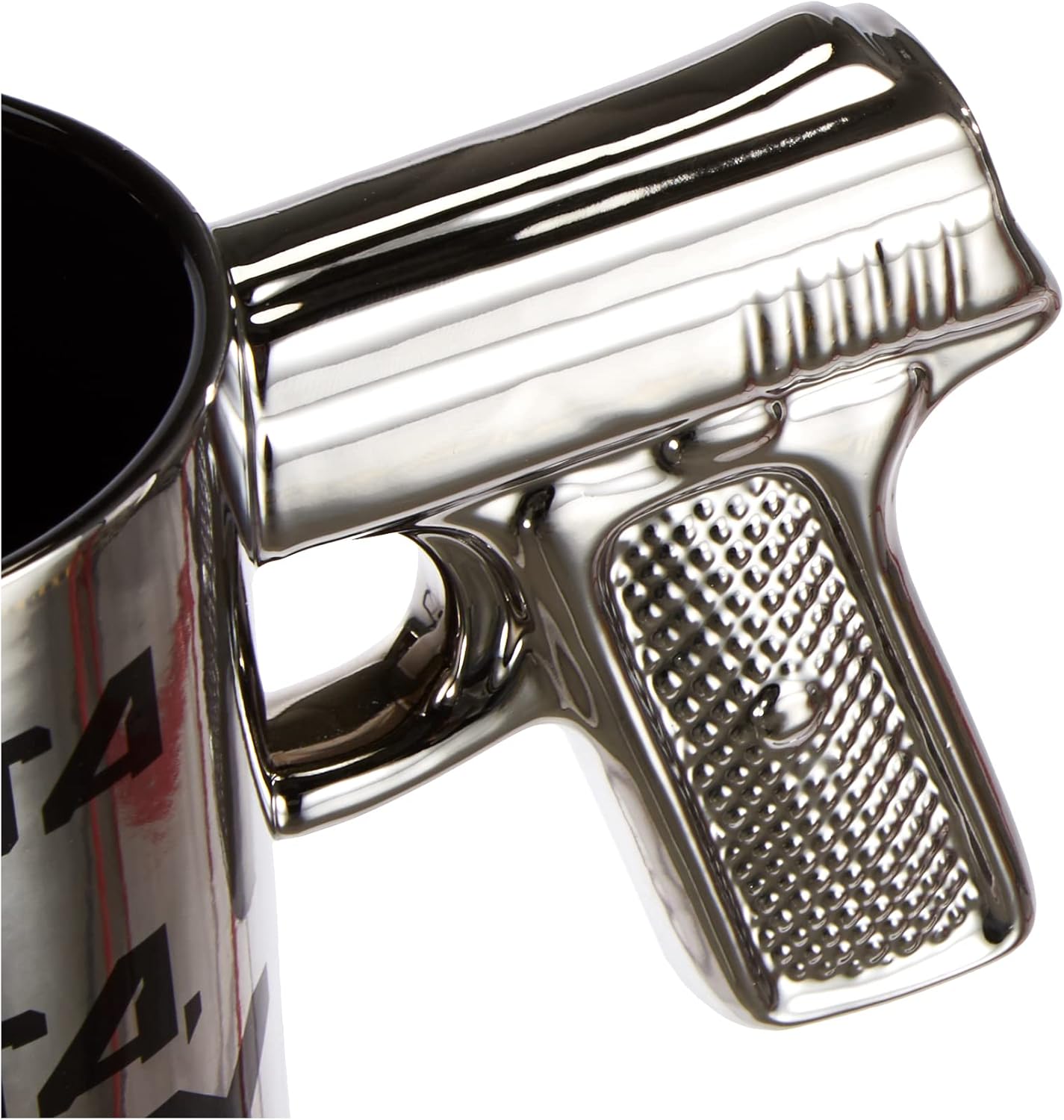 Hasta la Vista Mug     Stoneware Mug with Pistol Grip, Silver,