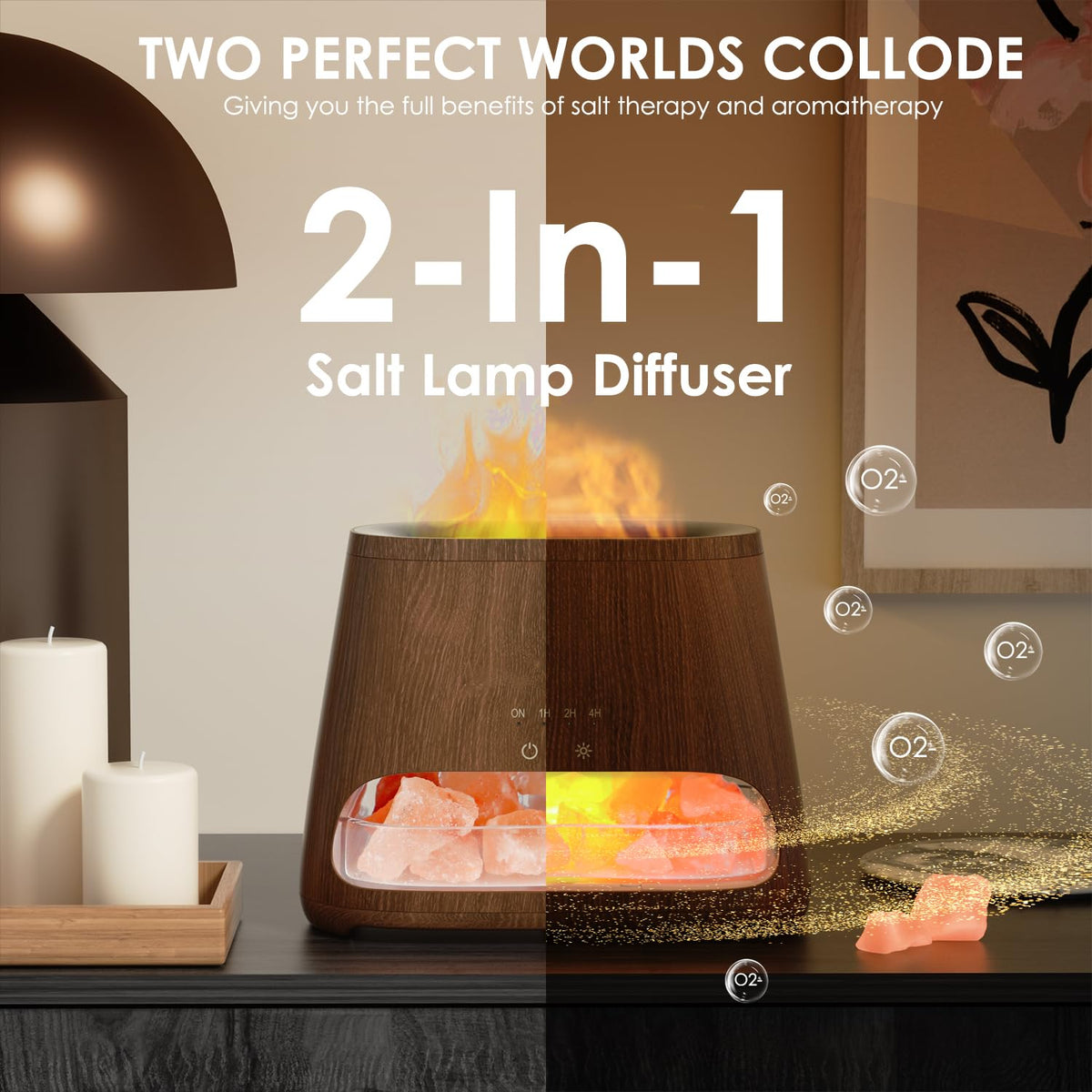 SALKING 2-in-1 Himalayan Salt Lamp Diffuser, Ultrasonic Aromatherapy Diffuser, Aromatherapy & Himalayan Salt Therapy, 100% Pure Himalayan Salt,