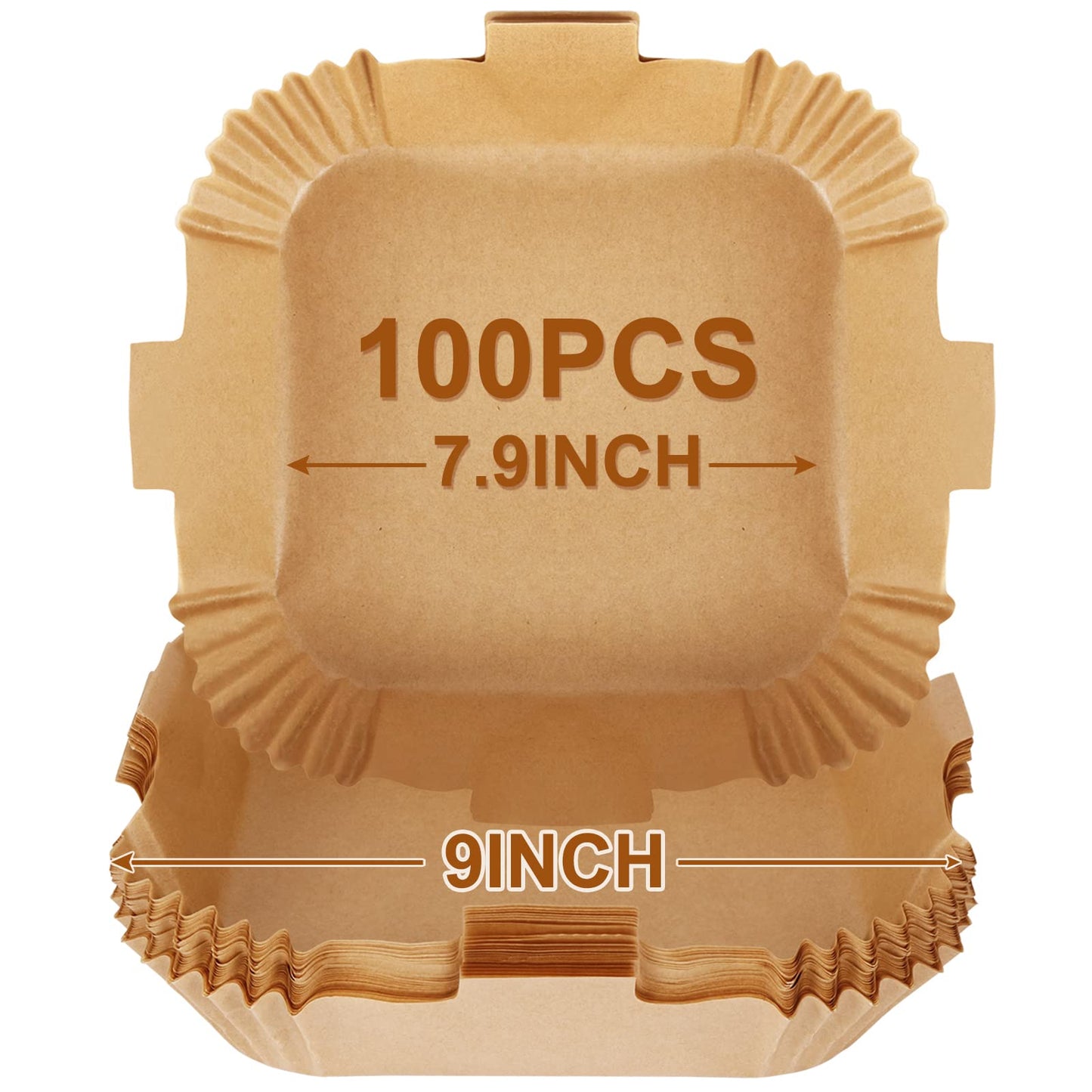 BYKITCHEN Air Fryer Liners Square, 100pcs 7.9 Inch Air Fryer Parchment Paper Liners Disposable, Large Greaseproof Paper for Air Fryer, Compatible with