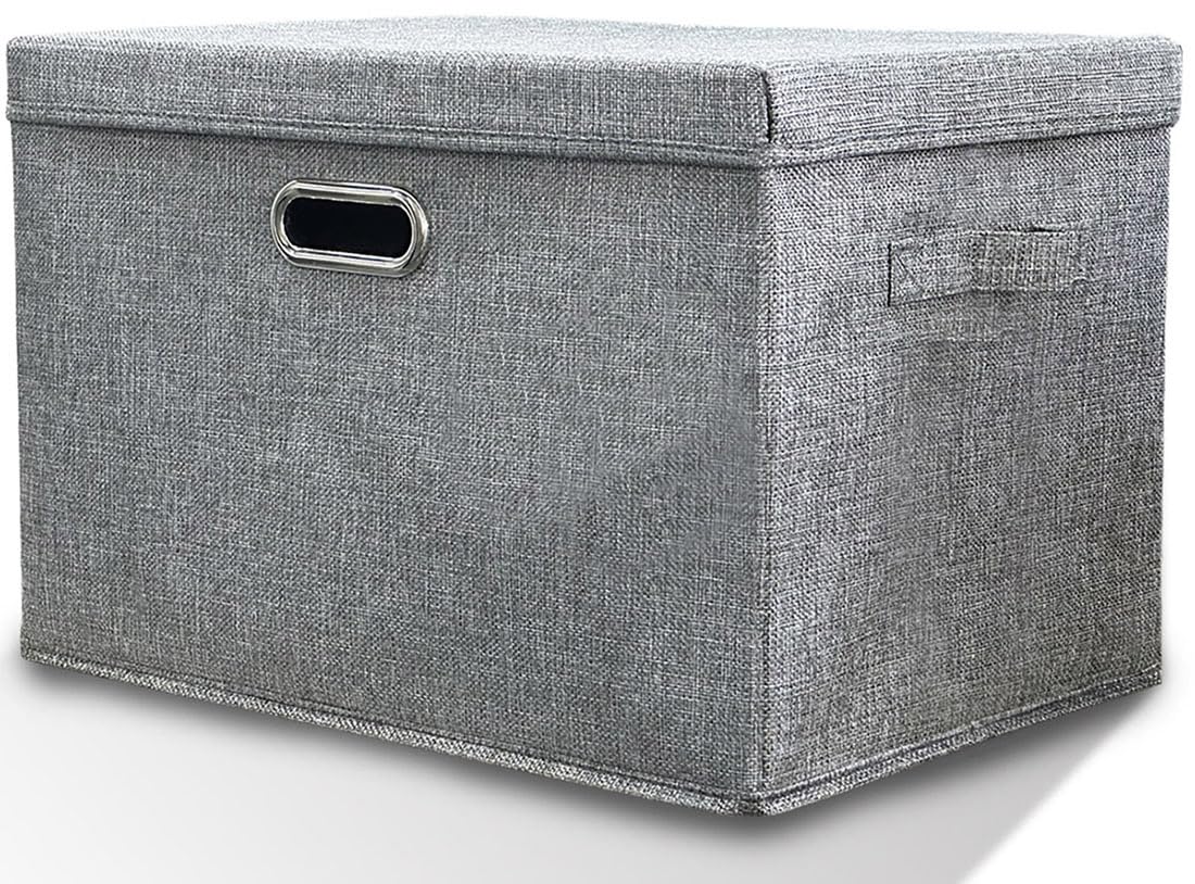 TempFoo Storage Boxes with Lids Fabric, 38 L Collapsible Grey Large