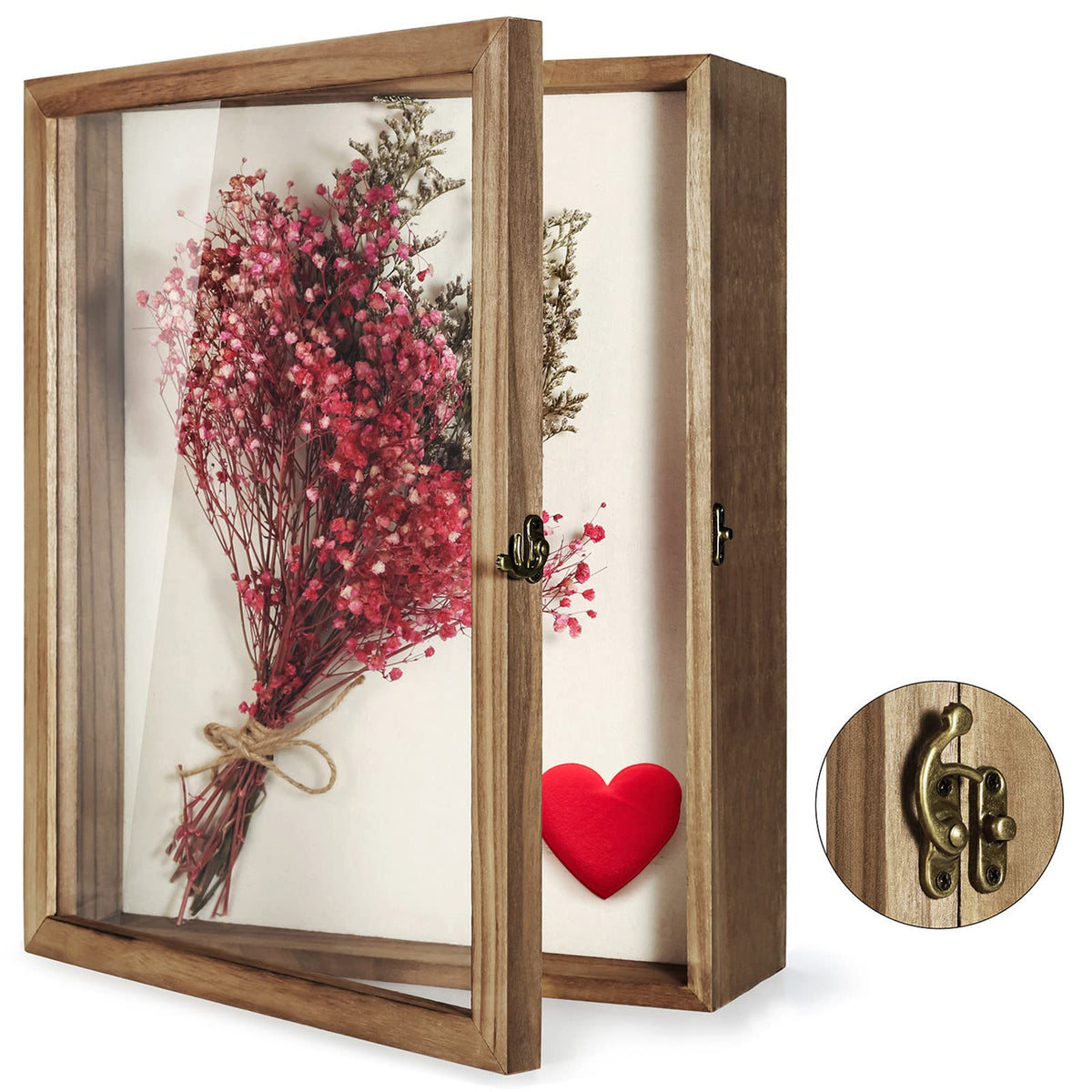 TJ.MOREE Shadow Box Display Case13x16( 33 x 42cm) Flowers Shadow Box Frame with Glass Window Picture Frame Wedding Bouquet Memorabilia Medals Photos