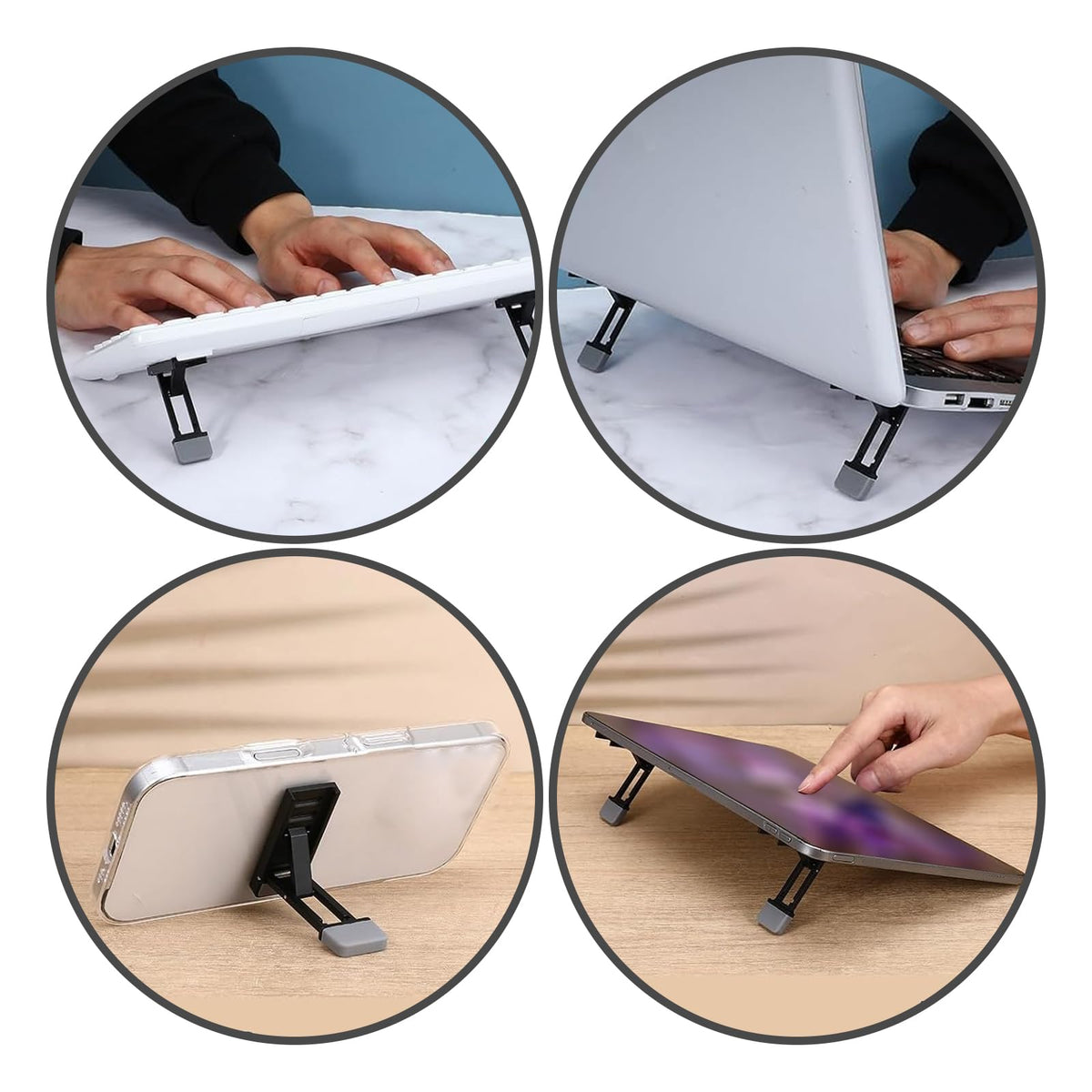 Zolventiq 2 Pcs Portable Keyboard Riser, Three Tilt Angle Adjustable Foldable Invisible Laptop Riser, Zinc Alloy Mini Laptop Stand