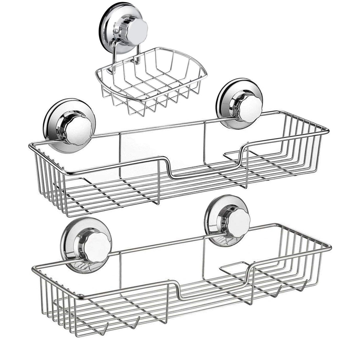 iPEGTOP Shower Caddy Basket Shelf & Soap Dish Holder for Bathroom Shampoo Conditioner Kitchen Storage Organizer SUS304 Stainless Steel, No Drilling
