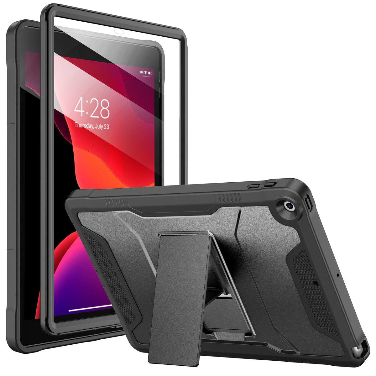 Soke Case for iPad 9th/8th/7th Generation 10.2-Inch (2021/2020/2019 Release), with Built-in Screen Protector and Kickstand, Rugged Full Body