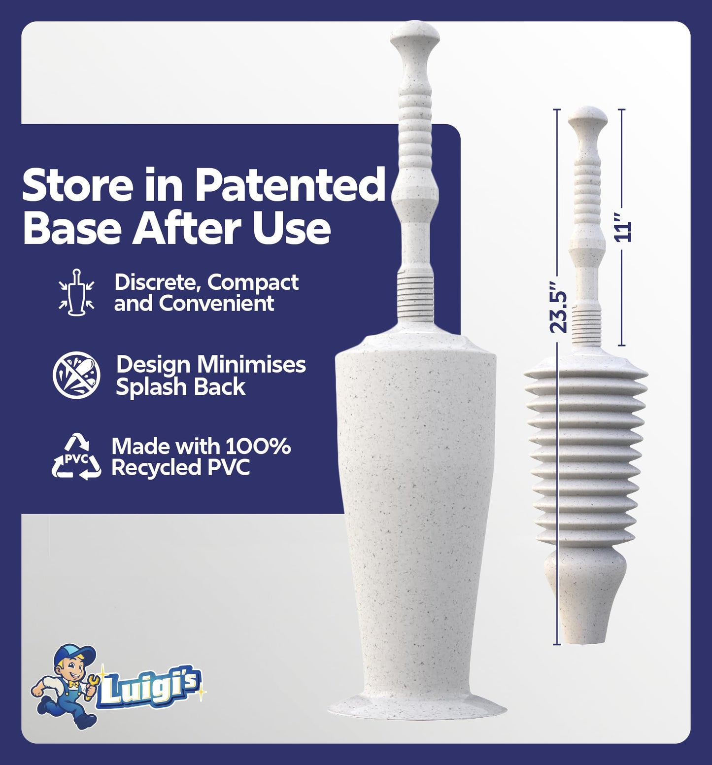 Luigi's World's Best Toilet Plunger - Plunger Toilet Unblocker Heavy Duty - Plungers for Unblocking - Unique Strongest Unblocker Tool