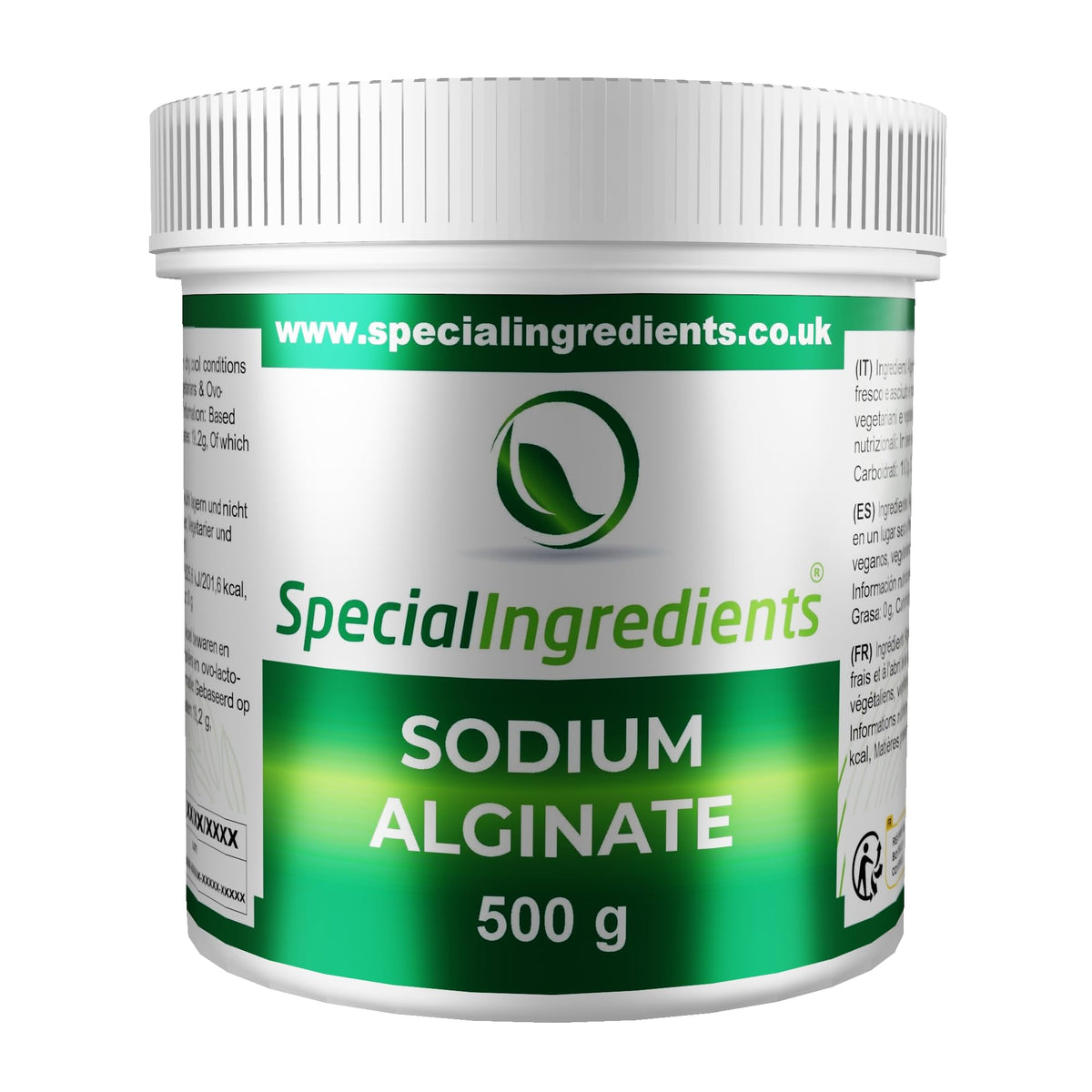 Special Ingredients Sodium Alginate 500g Molecular Gastronomy Ingredient, Premium Quality, Vegan, Non-GMO, Gluten Free ? Recyclable Container