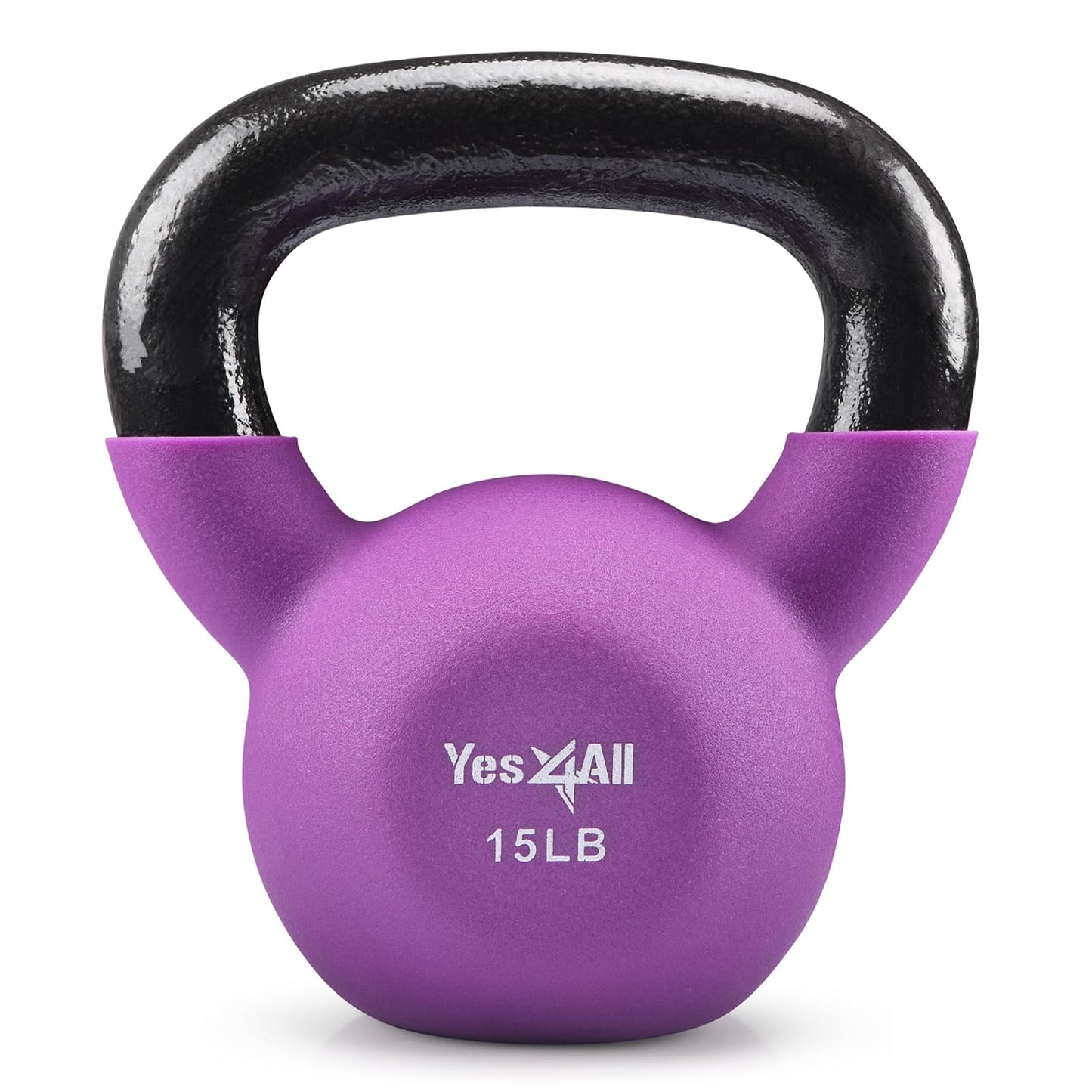 Yes4All Neoprene Coated Kettlebell Weights, Strength Training Kettlebells (15Lb - Willowherb)