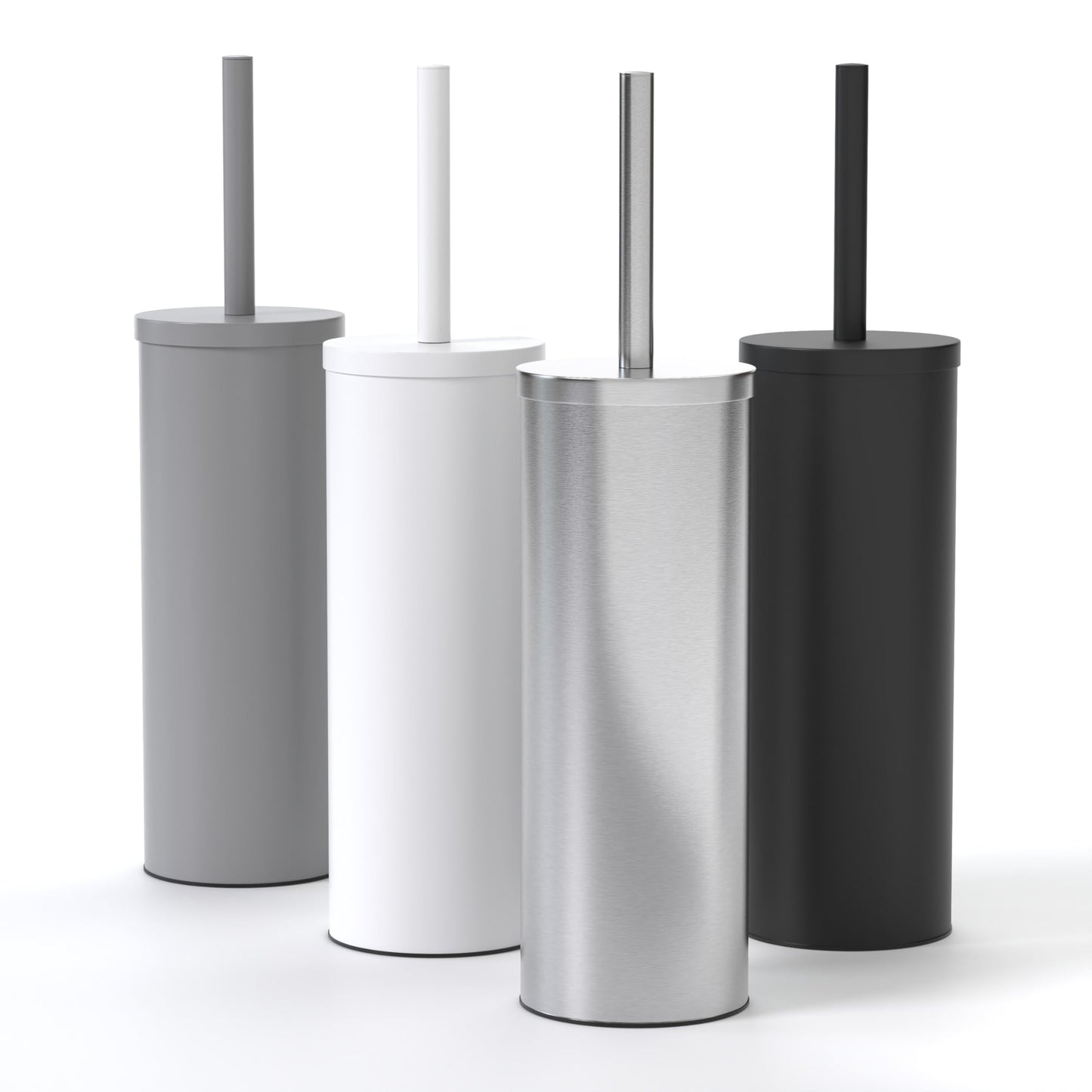 SAVEGA Silicone Toilet Brush ? Stainless Steel Toilet Brush with Holder and Protective Cover ? Modern & Hygienic (Silver)