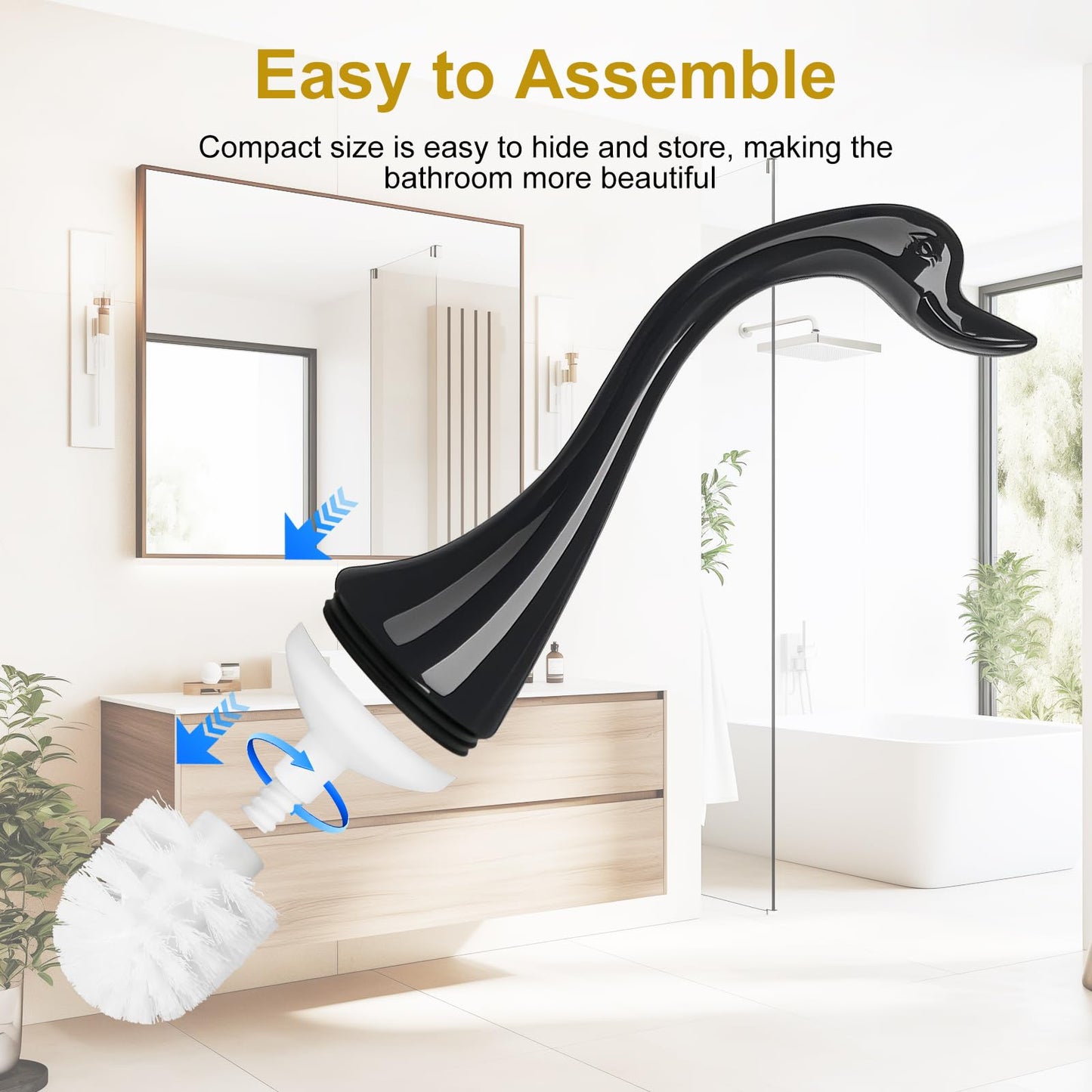 Swan Toilet Brush Replacement Head 2pcs– White Feather Head, Perfectly Fits Swan-Shaped Toilet Brushes, Soft & Durable for Effective Toilet Cleaning