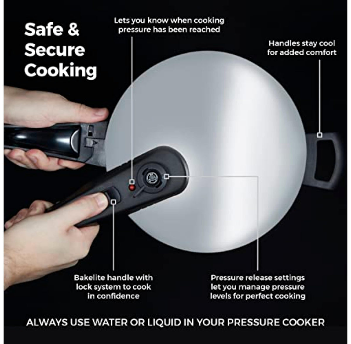 Tower T80244 6L/22cm Pressure Cooker with Steamer Basket, Stainless Steel, Silver