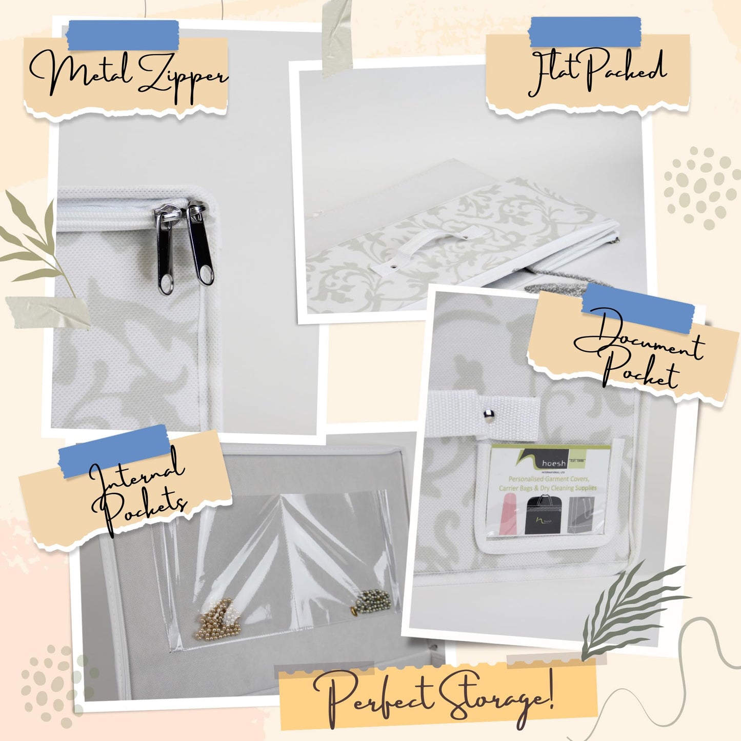 Breathable White with Silver Floral Design Large Wedding Dress Box - Underbed Storage Boxes, Wedding Dress Storage Box