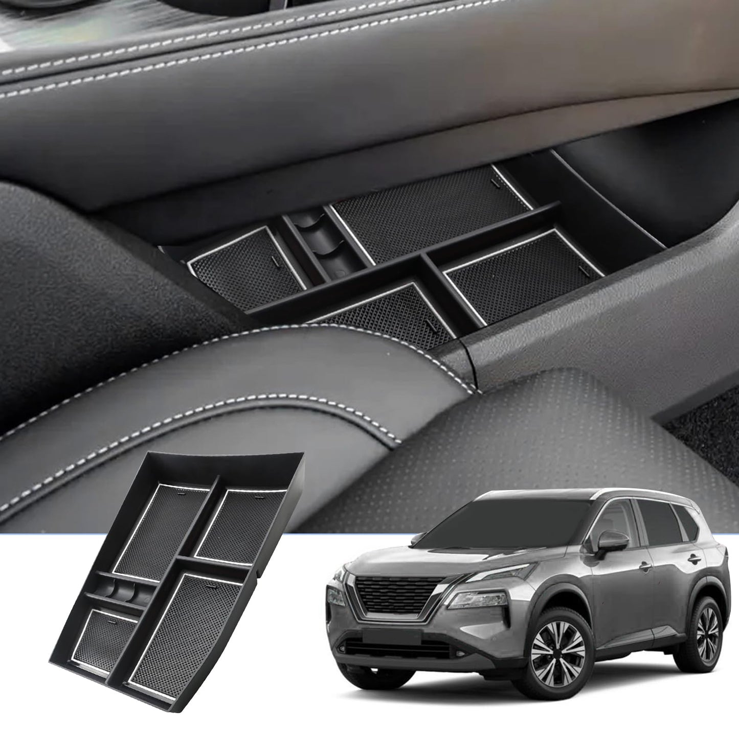 BIXUAN X-Trail T33 2026 Compatible with Nissan X-Trail T33 2022 2023 2024 2025 2026 Center Console Storage Mat Non-Slip Mat for Storage Compartment