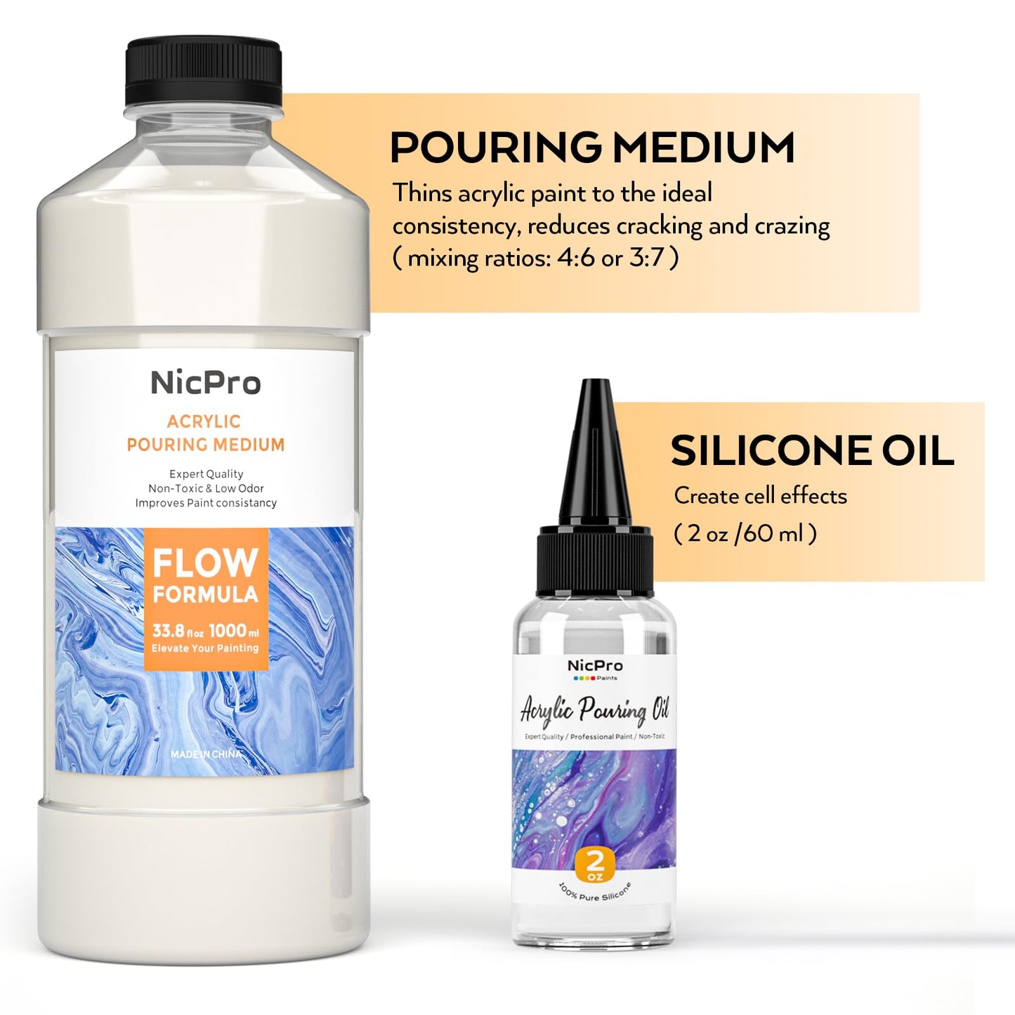 Nicpro Acrylic Pour Kit, Artist Starter Supplies Including 19 Colors Acrylic Paints, Pouring Medium, Silicone Oil, Canvases, Gloves, Strainers,