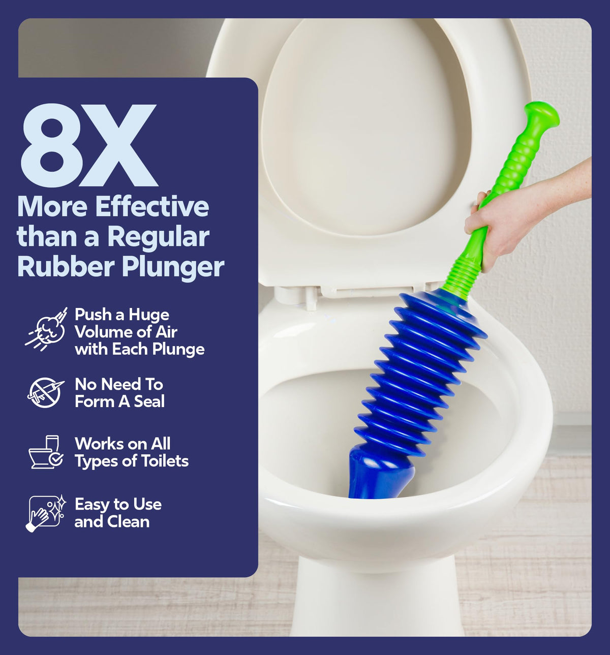 Luigi's World's Best Toilet Plunger - Plunger Toilet Unblocker Heavy Duty - Plungers for Unblocking - Unique Strongest Unblocker Tool