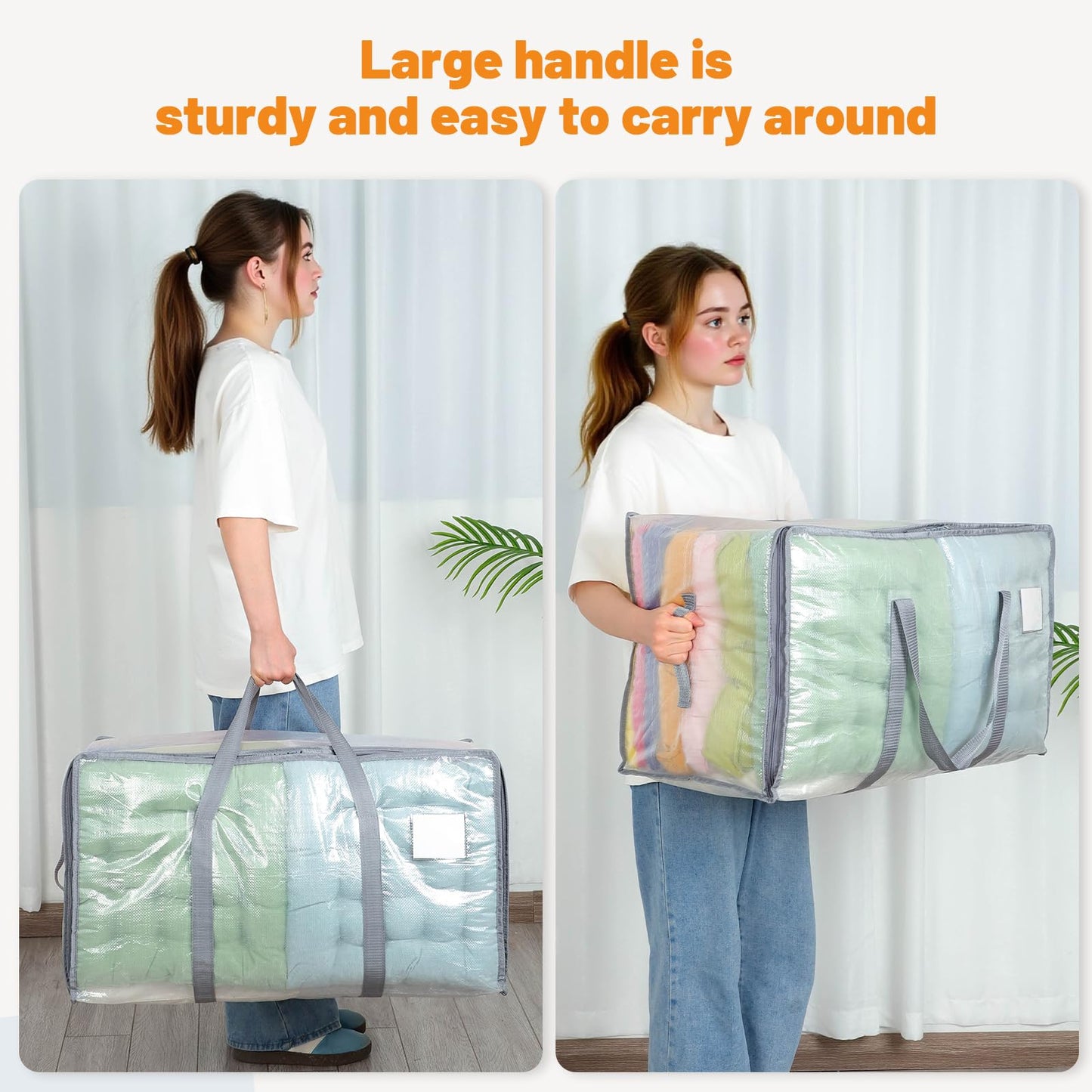 Dntorx 4 Pack 105L Moving Bags Clothes Storage Bags Drom Packing Box, Grey