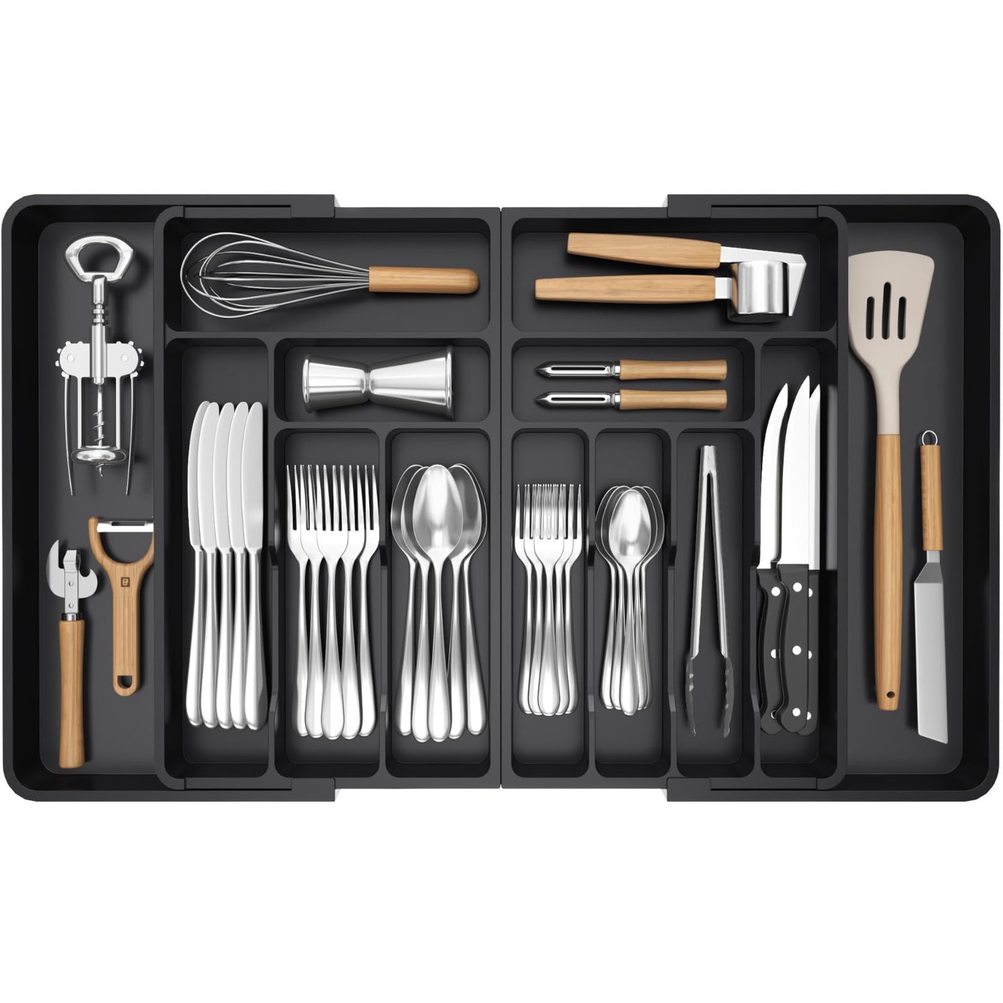 Lifewit Extra Large Cutlery Drawer Organiser, Expandable to 36 Inches Utensil Tray for Kitchen, Adjustable Silverware and Flatware Holder, Compact