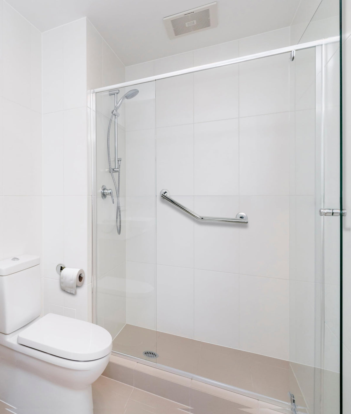 Croydex Modern Angled Safety Support Rail Stainless Steel Grab Bar for Bathroom, Chrome