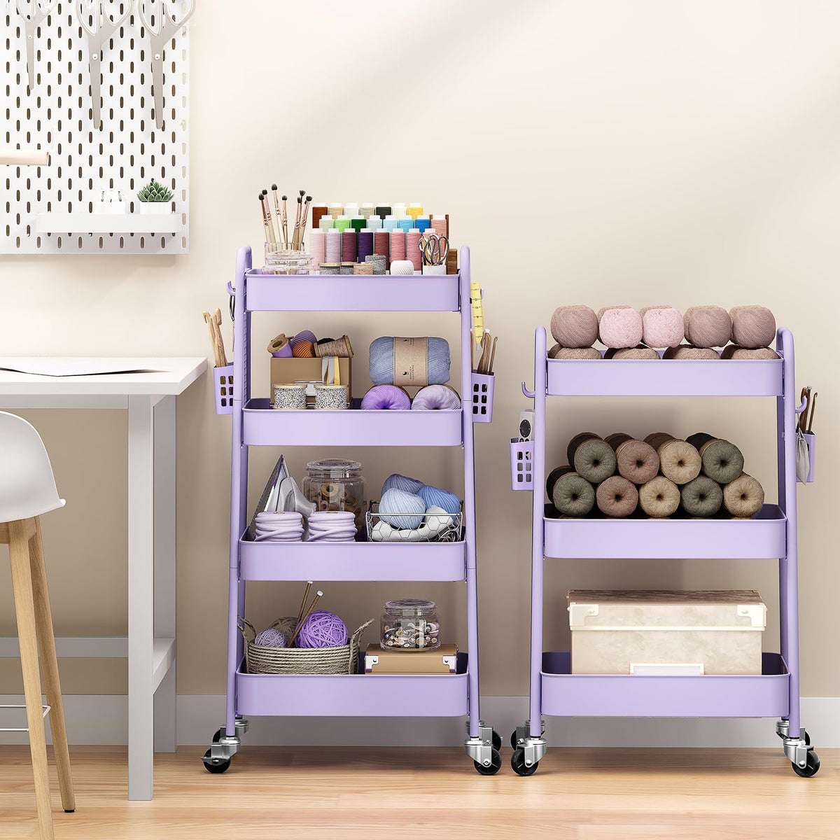 Urackify 4 Tier Storage Trolley on Wheels, Purple