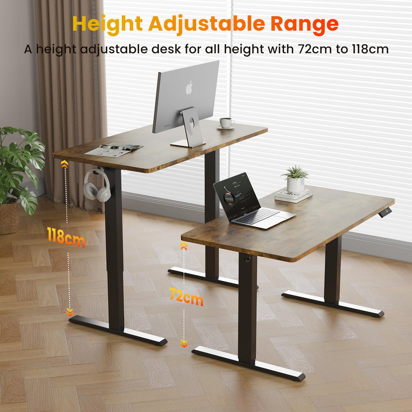 WALKINGDESK Electric Standing Desk, 120 x 60 cm, Rustic Brown
