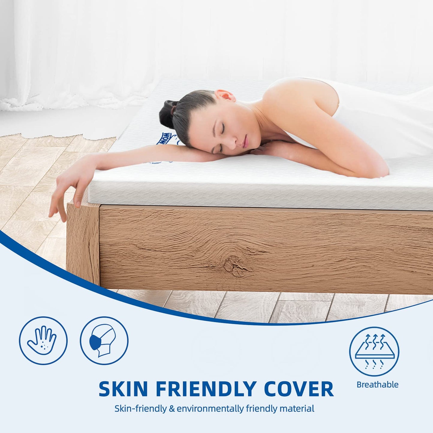 WOWTTRELAX Dual-Layer 2 Inch Memory Foam Mattress Topper, King Size with Anti-Mite & Breathable Knitting Cover, Cooling Mattress Topper for Back Pain