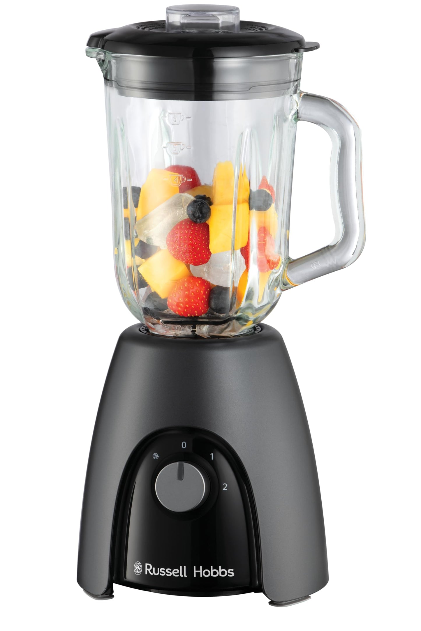 Russell Hobbs Jug Blender [Smoothie Maker] Mixer for Juices & Baby Food (1.5L Glass Jar, 2 speeds & pulse settings, Stainless-steel blades, BPA-free,