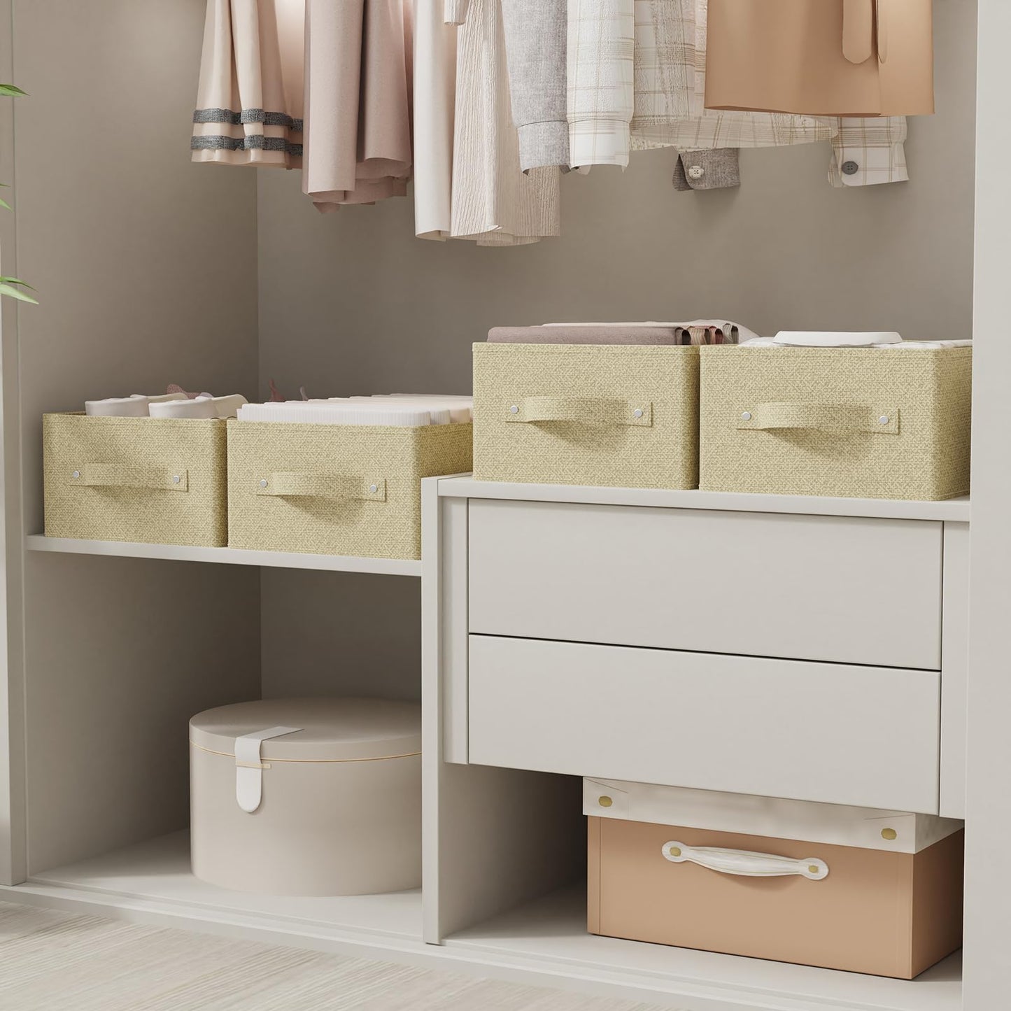 ENUMAIL Washable Open Storage Bins,Grey and Beige,41x25x16.5cm,2 Pack