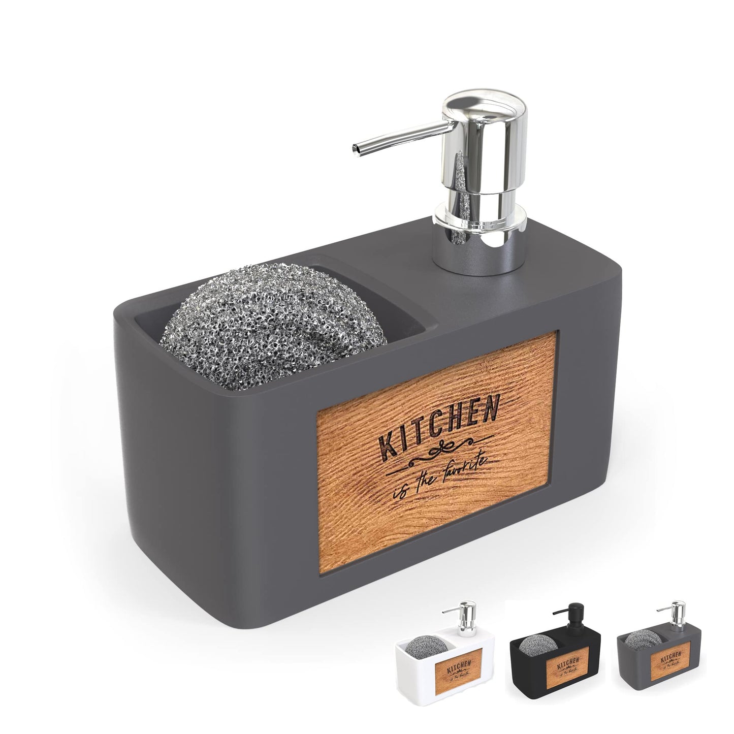 CHILL HOUSE Grey Soap Dispenser – Sink Organizer – Kitchen Accessories – Fairy Dispenser