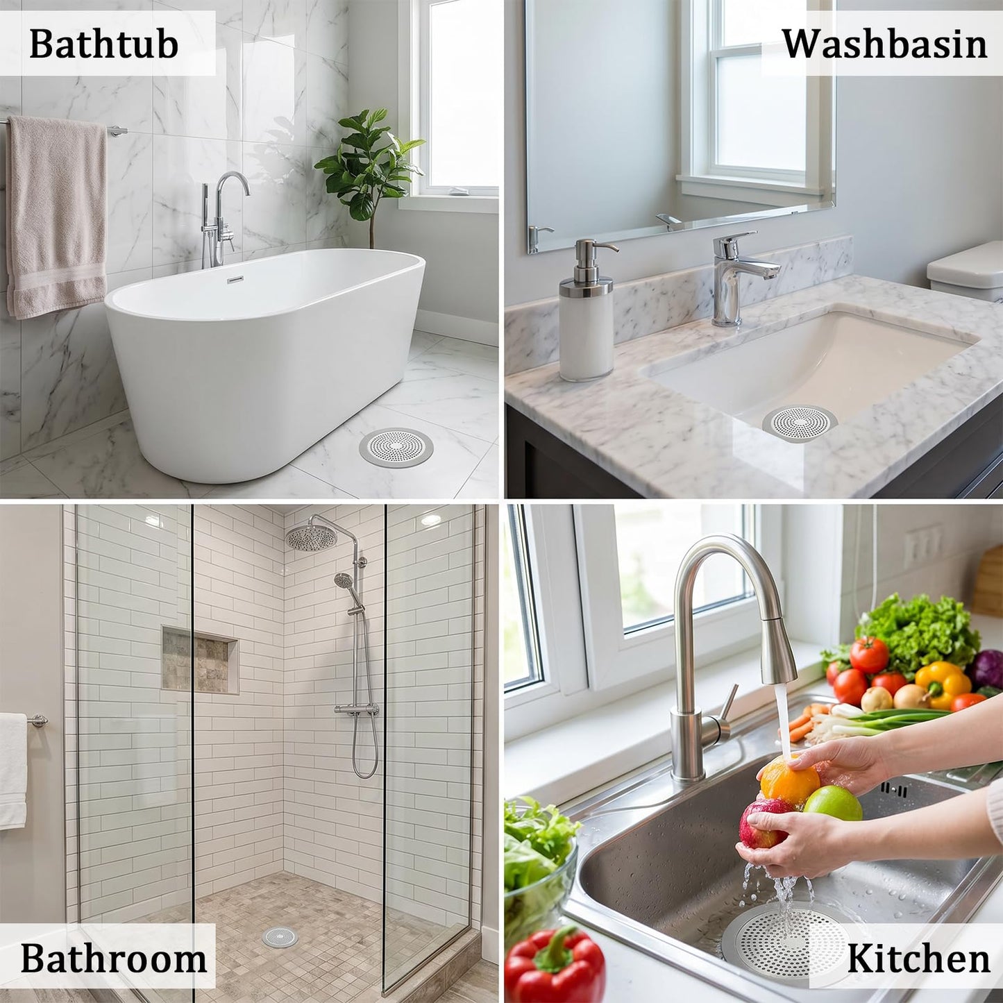 YUXIANLB Shower Hair Drain Catcher, 5.7 inch Shower Drain Cover Universal Round Bathtub Drains Strainers Bathroom Flat Strainer Stopper Wide Rim for