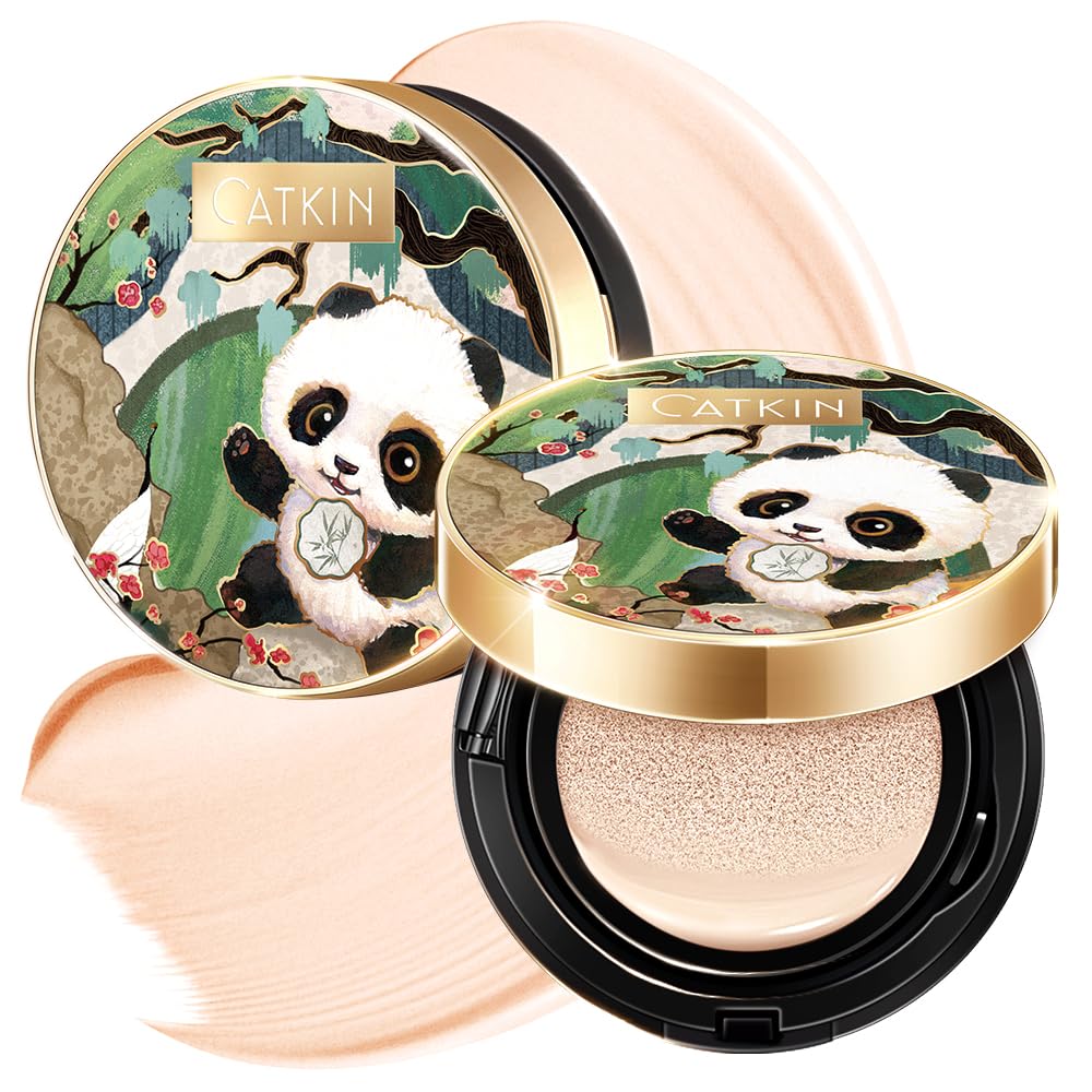 CATKIN Panda Land Foundation Full Coverage, Breathable Cushion Foundation with Nourishing and Long-wearing Formula for Sensitive Skin, Sheer